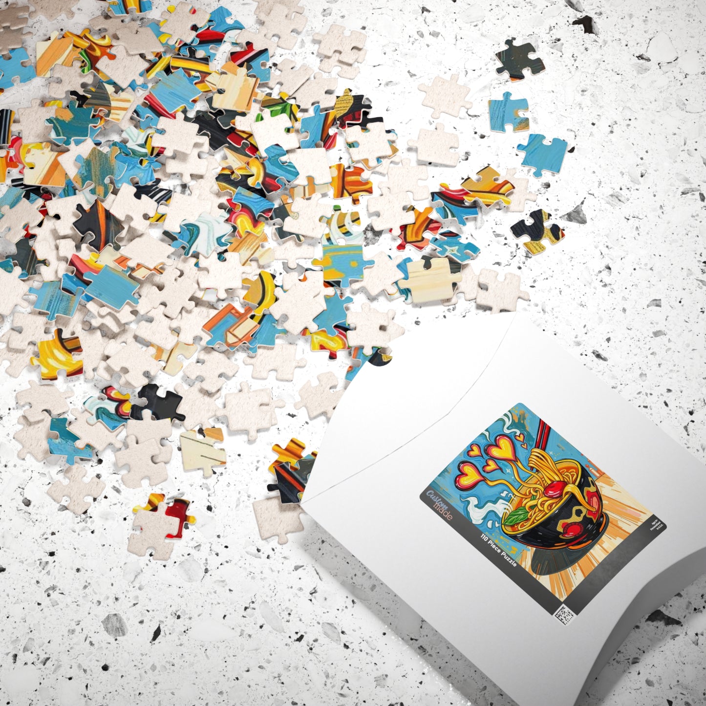 Heartfelt Noodle Puzzle, 110-1014 Piece Pop Art Jigsaw Puzzle for Fun Family Game, Cozy Night In, Unique Gift Idea for Holiday Birthday Puzzle The Puzzle Chest