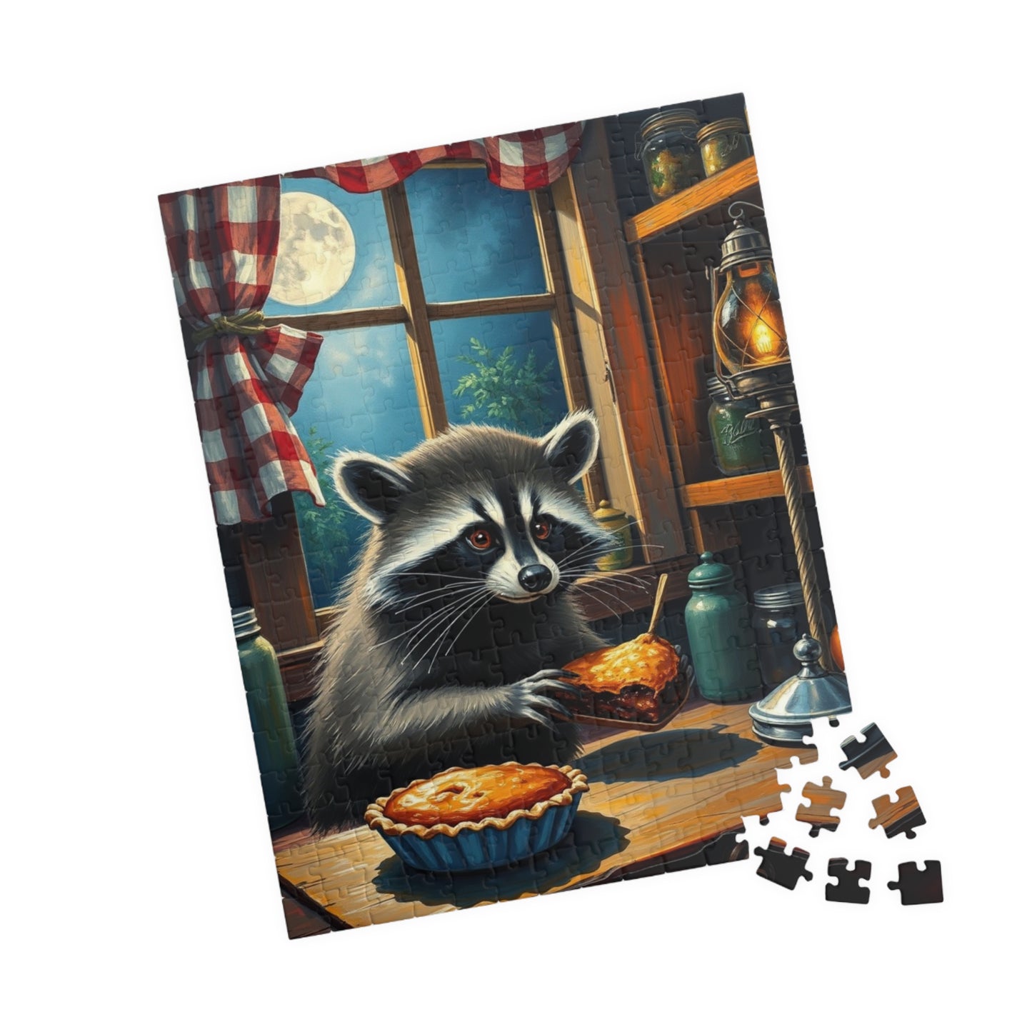 Charming Raccoon Puzzle - 110 to 1014 Pieces, Animal Stealing Pie, Cozy Home Décor, Family Fun, Gift for Nature Lovers, Indoor Activity Puzzle The Puzzle Chest
