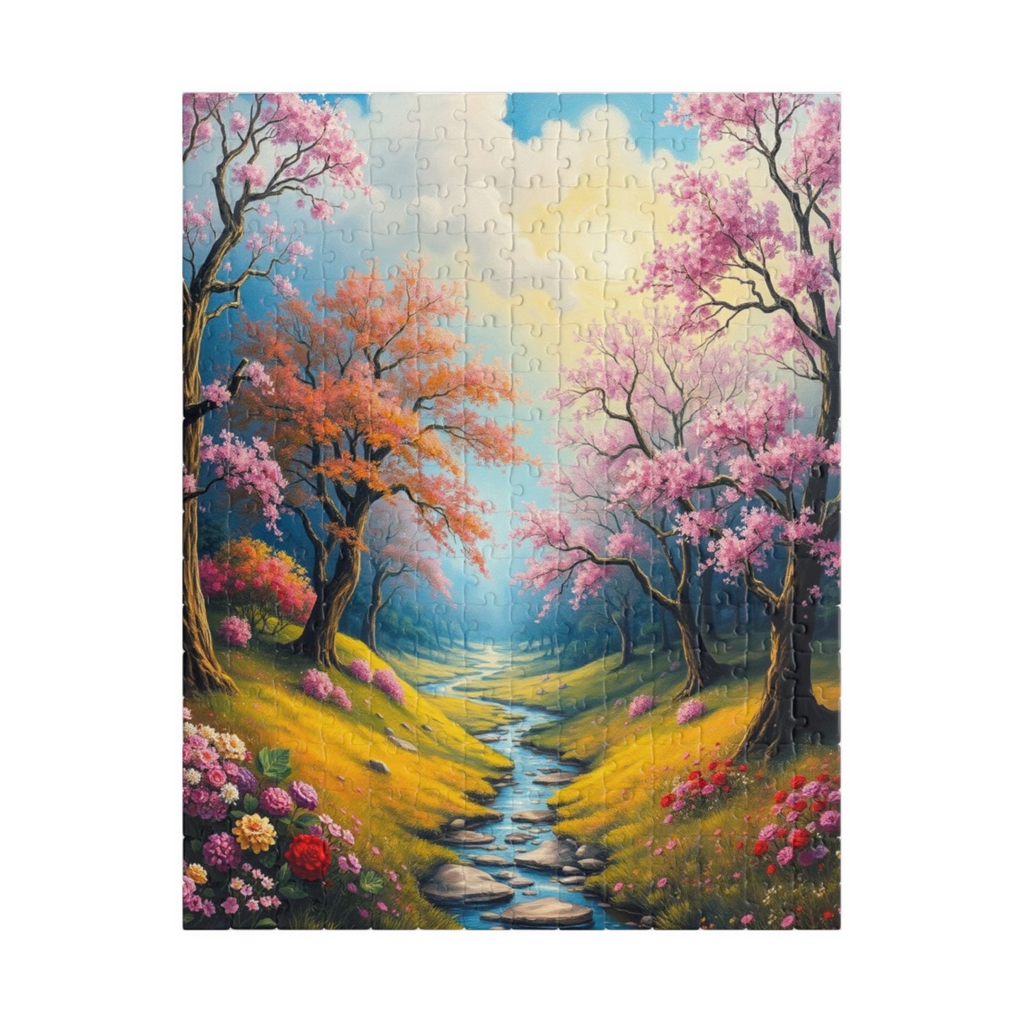 Puzzle, Spring Landscape with Colorful Trees Flowers and Greenery - 110-1014 Piece Jigsaw, Family Activity, Home Decor, Stress Relief, Gift 252 pcs (Vertical) Puzzle The Puzzle Chest