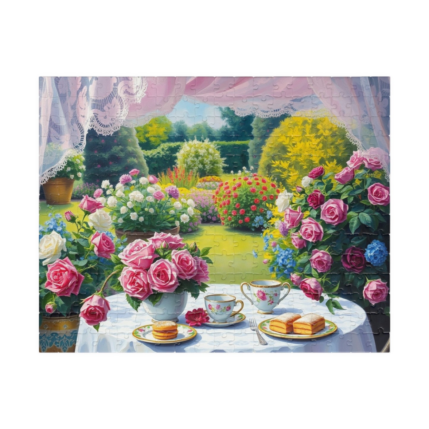 Charming Garden Scene Puzzle, Floral Flower Jigsaw Game, Creative Family Activity, Friend Gift for Garden Lover, Brain Teaser for Seniors 252 pcs (Horizontal) Puzzle The Puzzle Chest