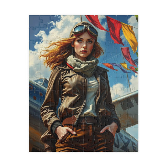 Vintage Aviator Jigsaw Puzzle - Woman Portrait, Gift for Friend, Family Fun Game Night, Home Entertainment, Educational Toy, Puzzle Lover 110 pcs (Vertical) Puzzle The Puzzle Chest