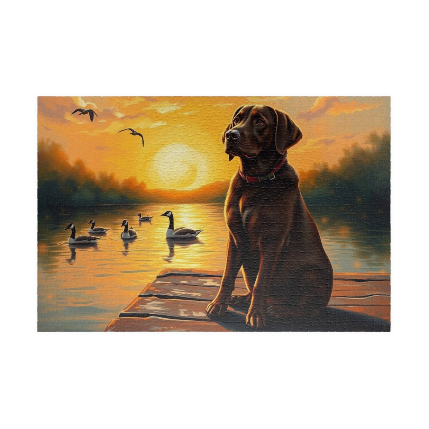 Majestic Sunset Dog Puzzle, Labrador Retriever Jigsaw Game for Family Game Night, Dog Lover Gift, Adult Puzzle for Relaxation, Nature Scene 1014 pcs (Horizontal) Puzzle The Puzzle Chest