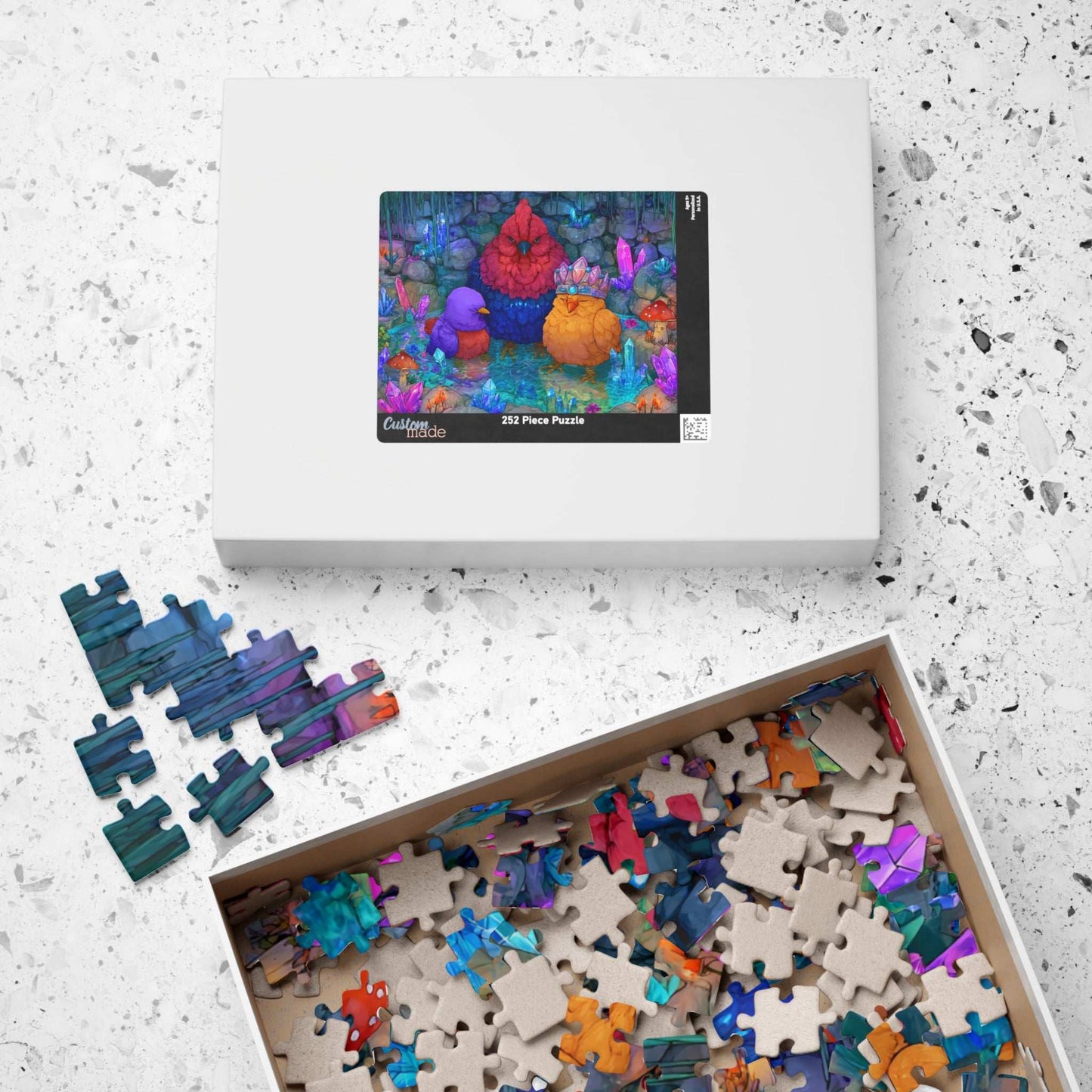 Crystal Cave Chicken Puzzle – Magical Chickens in Enchanted Crystal Bath, Whimsical Fairy-Tale Animal Jigsaw Puzzle Puzzle The Puzzle Chest