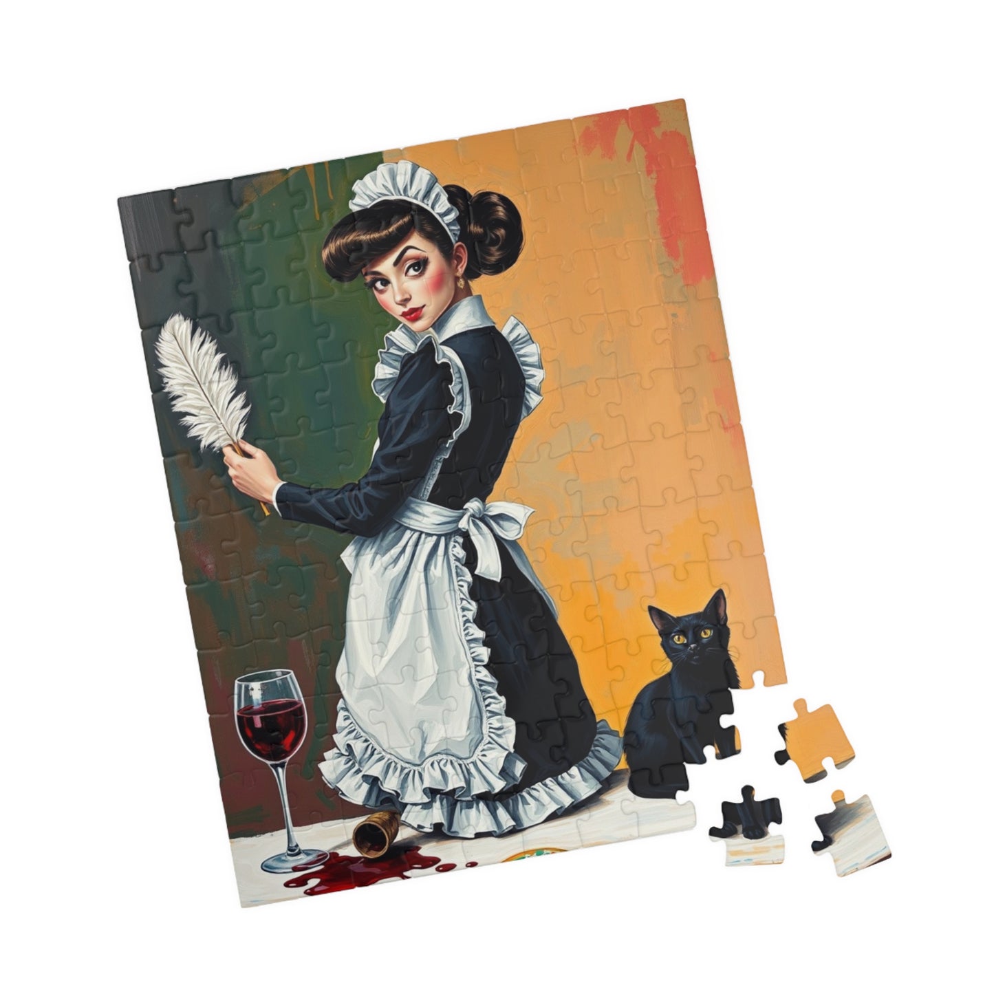 Vintage Maid Jigsaw Puzzle 110-1014 Piece | Retro Pop Art, Home Entertainment, Gift for Cat Lovers, Puzzle Night, Unique Collectible Puzzle The Puzzle Chest