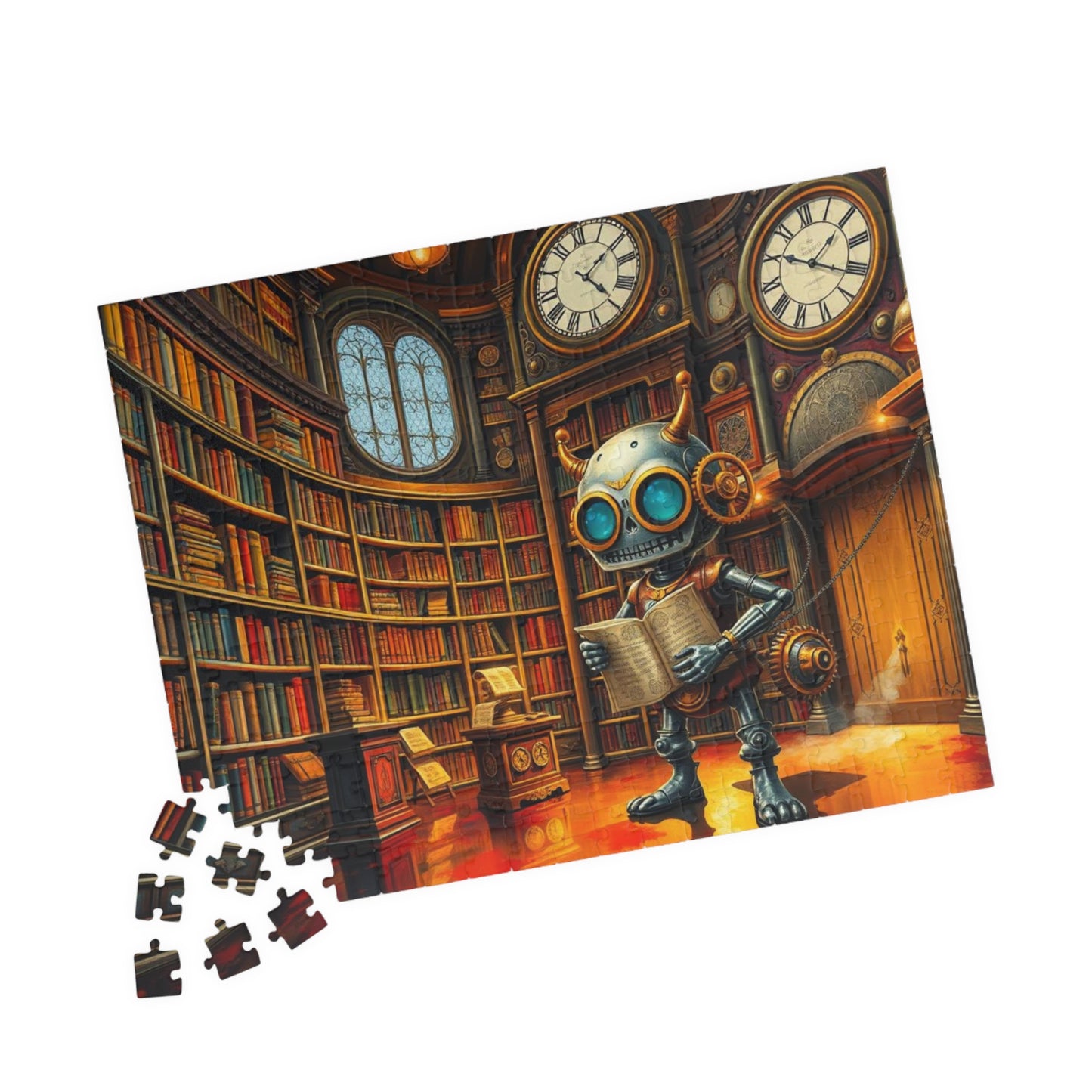 Steampunk Robot Puzzle, Vintage Library Jigsaw Game for Adult Home Entertainment, Holiday Birthday Gift for Puzzle Lover, Family Game Night Puzzle The Puzzle Chest