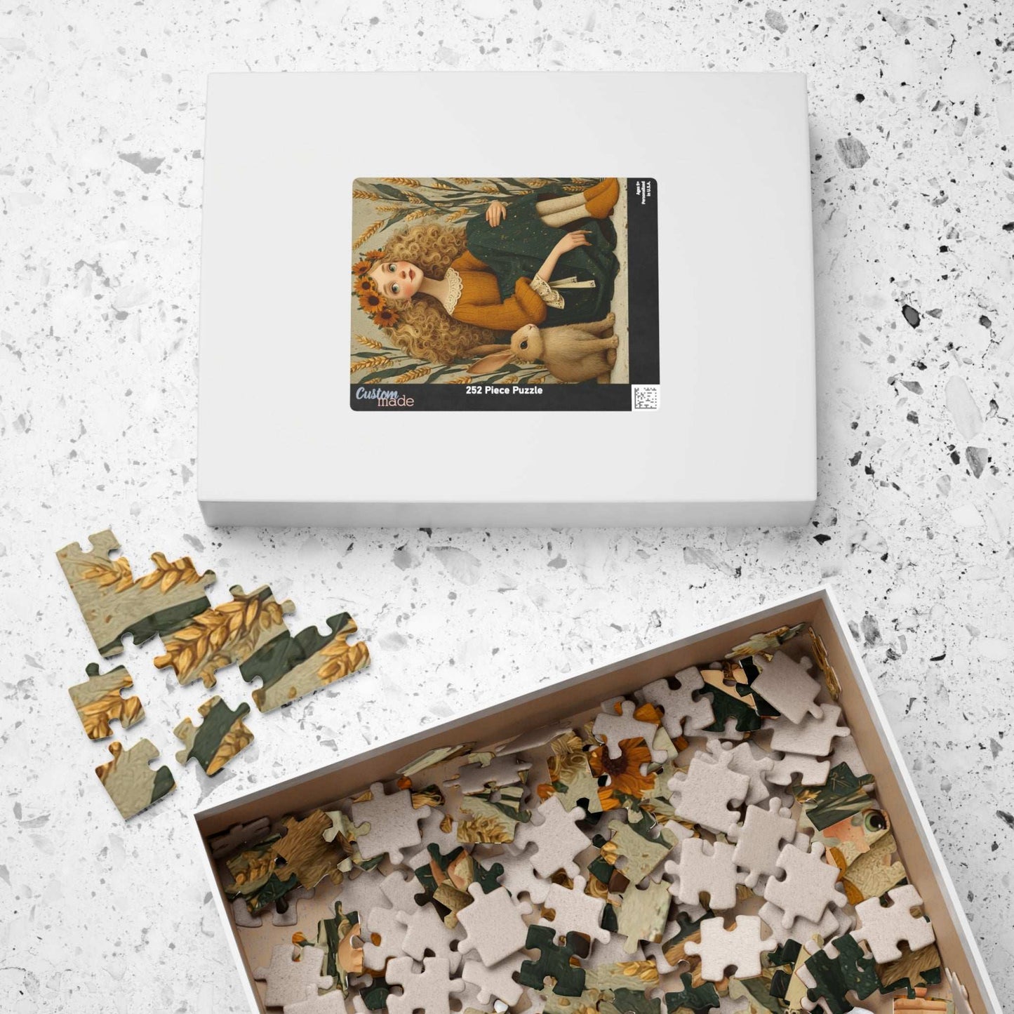 Storybook Wheatfield Fairy-Tale Puzzle - Girl and Bunny, Perfect for Family or Solo Fun, Holiday Birthday Gifts, Senior Mental Exercise Puzzle The Puzzle Chest