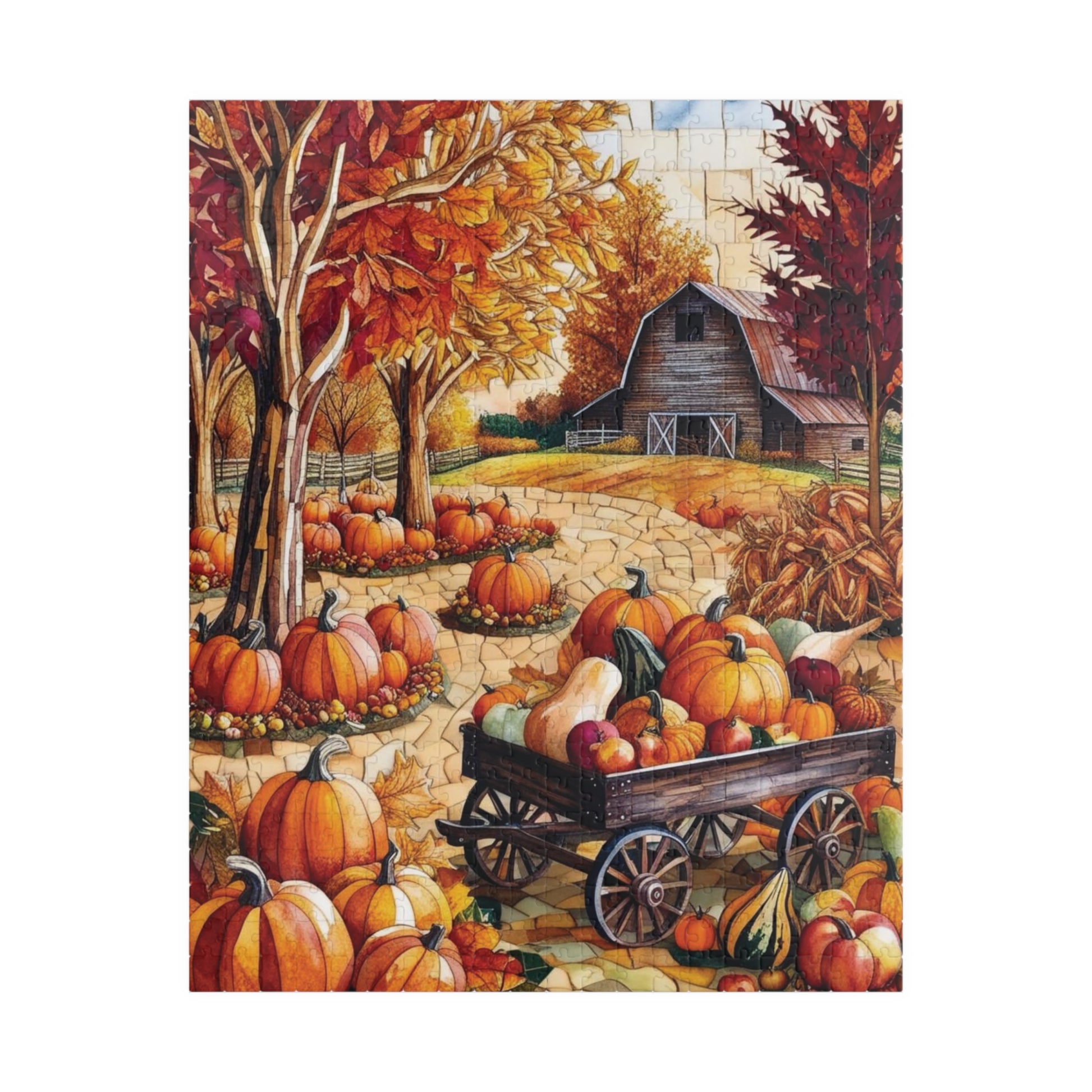 Autumn Harvest Jigsaw Puzzle, Mosaic Fall Scene Game for Adults, Gifted Puzzle Nature Enthusiasts Puzzle Lover Frameable Wall Art 520 pcs (Vertical) Puzzle The Puzzle Chest