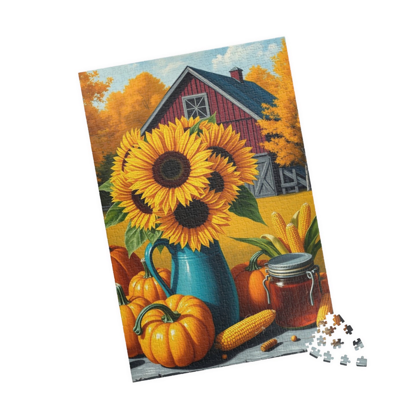 Golden Harvest Glow Sunflower Jigsaw Puzzle, Country Farm Scene for Adults and Families, Autumn Activity, Gift for Puzzle Lovers Puzzle The Puzzle Chest