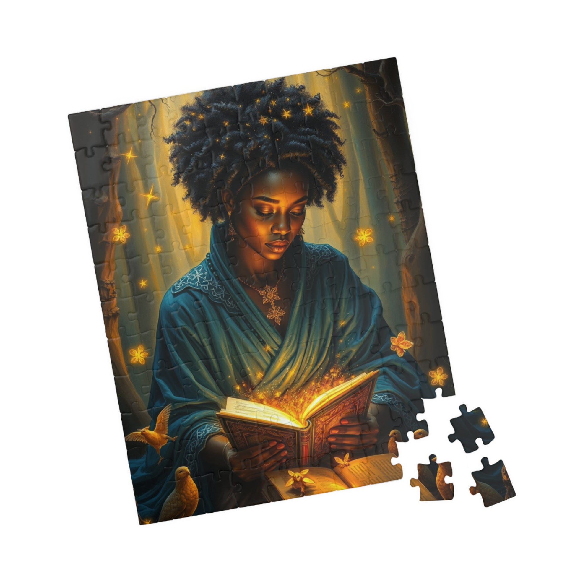 Celestial Black Woman Jigsaw Puzzle, African American Lady in Magical Forest, Negro Artwork, Unique Cultural Gift for Puzzle Lover Puzzle The Puzzle Chest