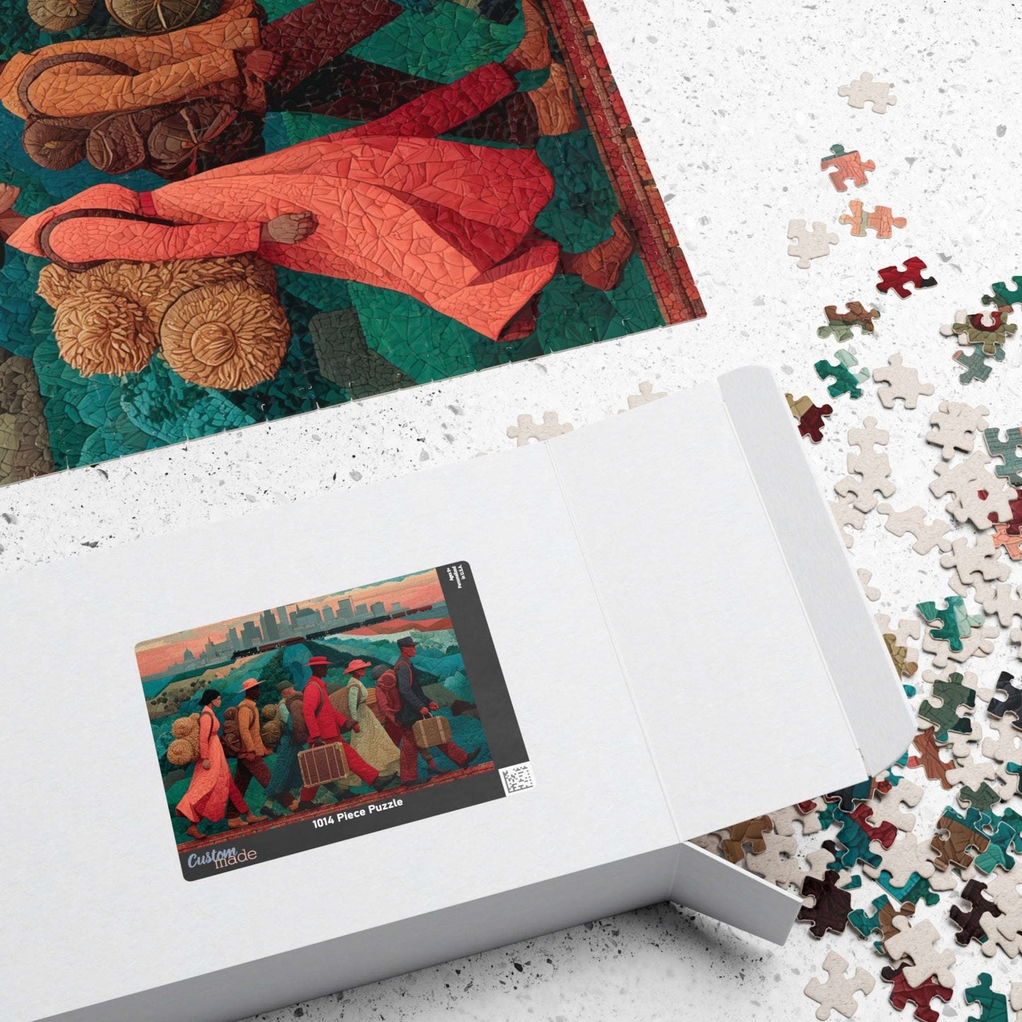 African American History Puzzle - Struggle and Triumph of Families Migrating, Black Art, Afrocentric Artwork Puzzle The Puzzle Chest