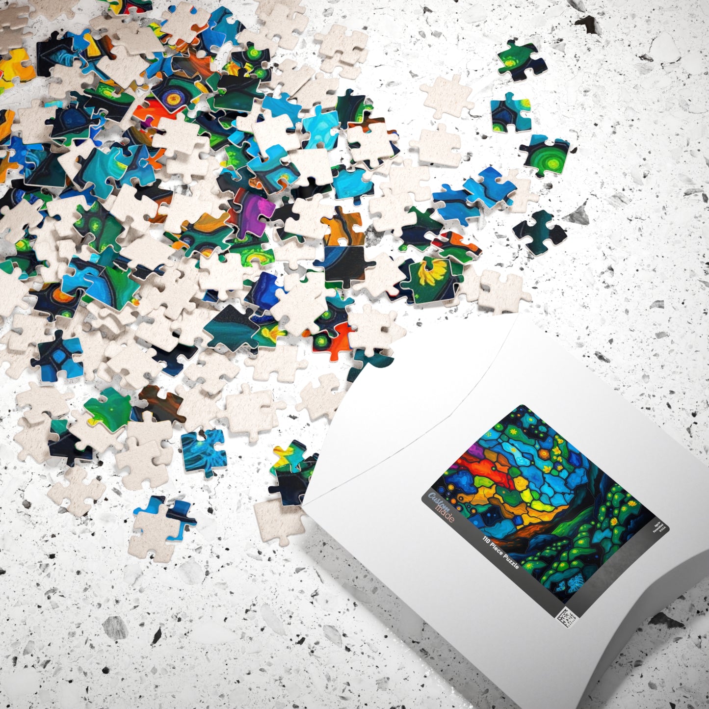 Radiant Understory Landscape Jigsaw Puzzle, Stained Glass Style Nature-Themed Abstract Puzzle for Family Fun, Gifts, Home Decor, Game Nights