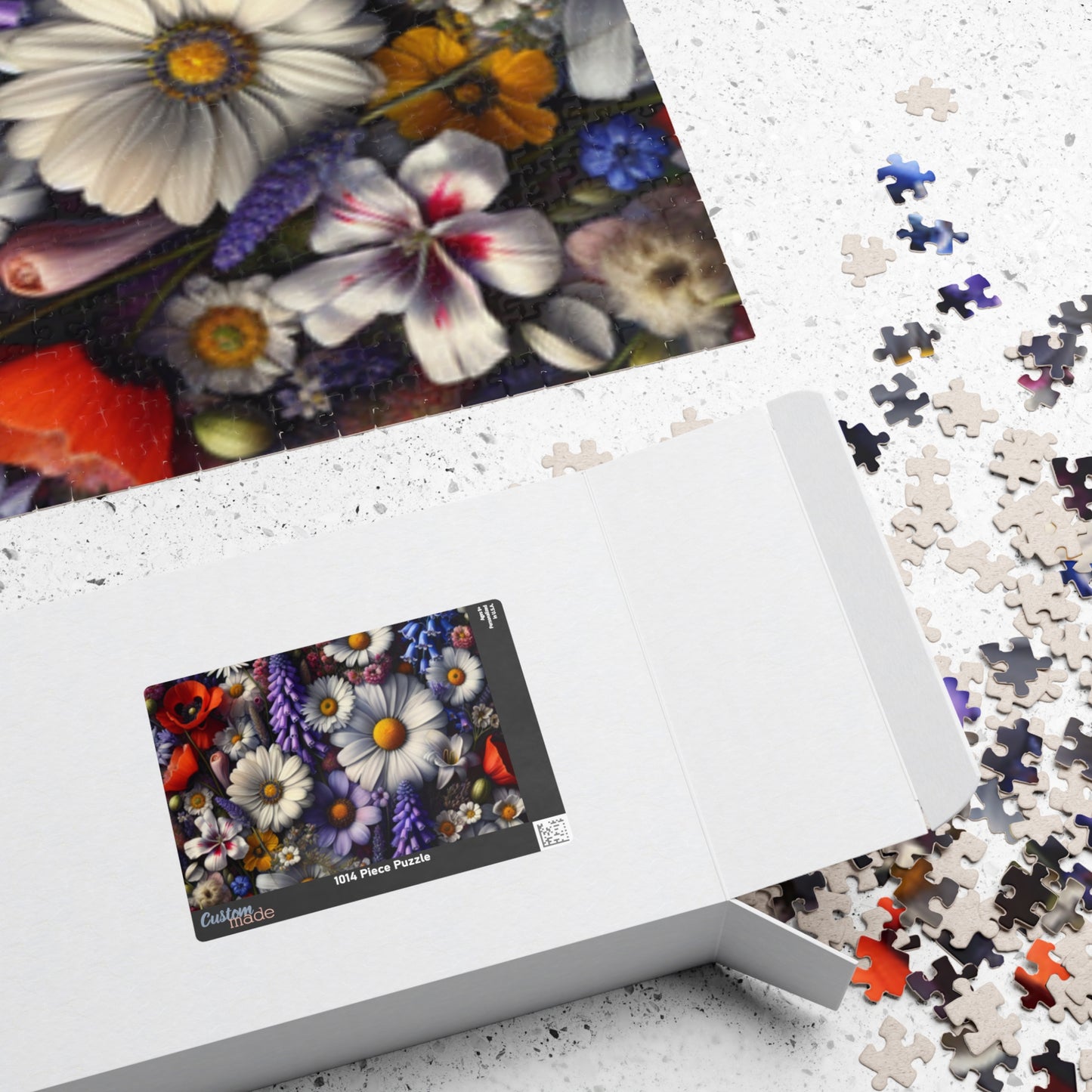 Jigsaw Puzzle, 1000 Piece Flower Kaleidoscope Top-Down View Gifted Puzzle for Adults and Kids, Roses Sunflowers Lilies Tulips Floral Pattern Puzzle The Puzzle Chest