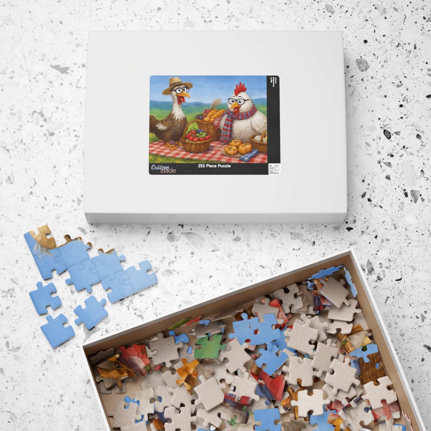Farmyard Friends Jigsaw Puzzle - Chicken Picnic Scene, Perfect for Family Game Night, Cozy Evenings, Solo Fun, Holiday Birthday Gifts Puzzle The Puzzle Chest