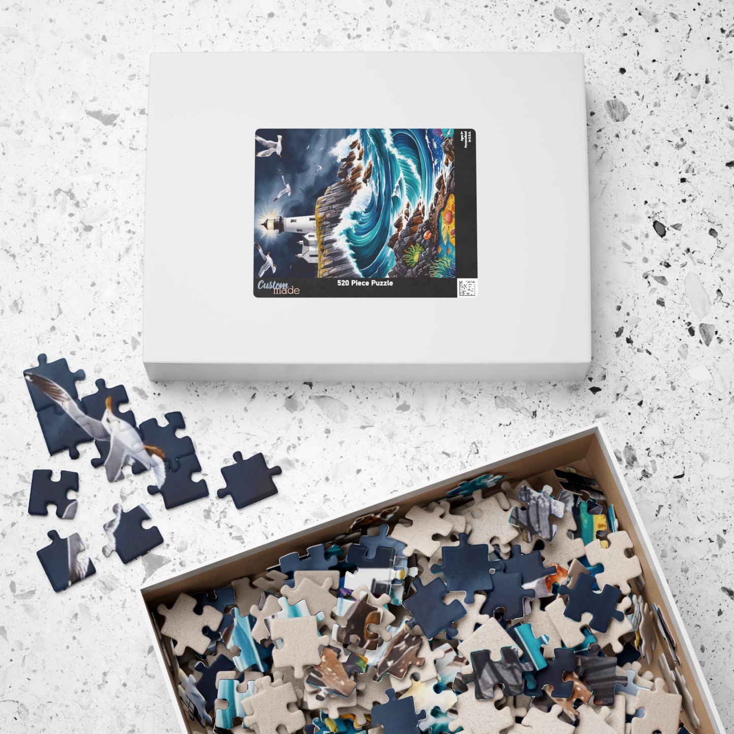 Scenic Rocky Shoreline Puzzle, Lighthouse Seaside Landscape Jigsaw Game, Family Game Night, Mindfulness Activity for Puzzle Lover Enthusiast Puzzle The Puzzle Chest