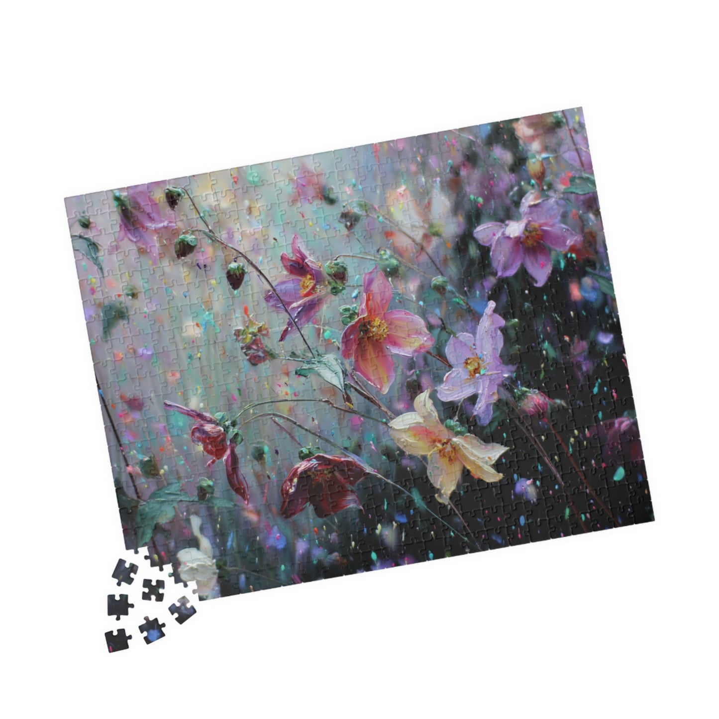 Abstract Wildflower Jigsaw Puzzle - Ethereal Garden in Motion