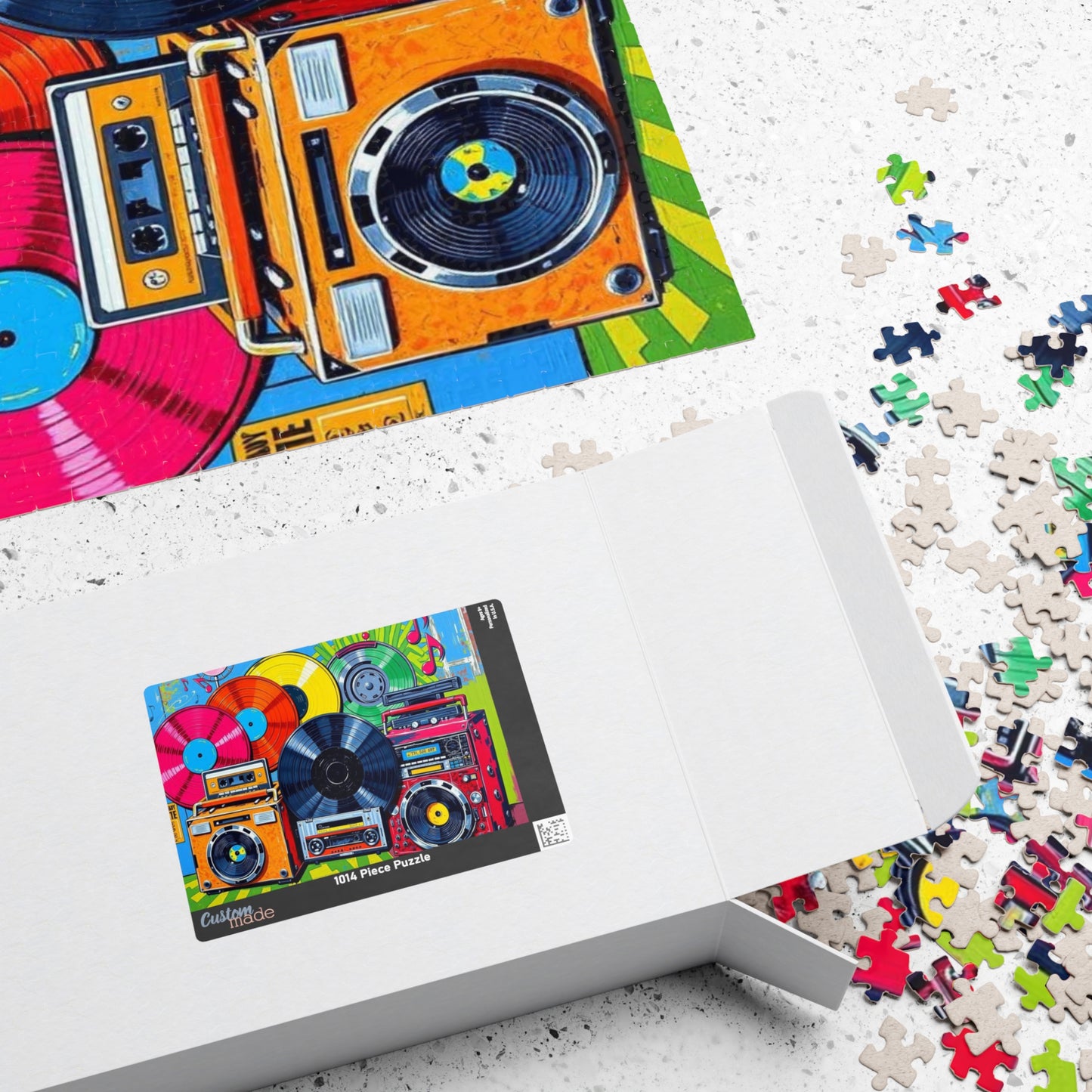 Retro Music Puzzle - Nostalgic Vinyls and Boomboxes Pop Art Jigsaw Game - Fun Family Activity, Gift for Music Lovers, Game Night Puzzle The Puzzle Chest