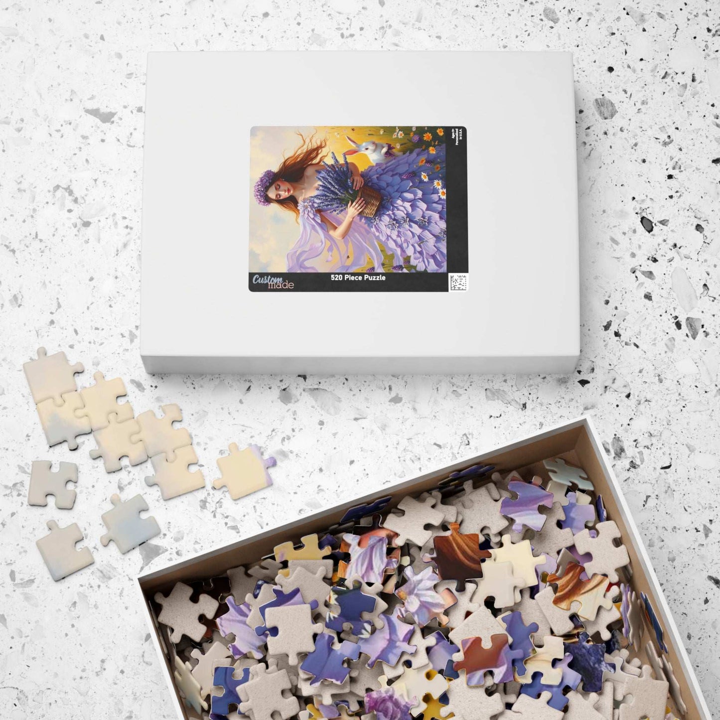 Lady of the Lavender Meadow - Pastel Floral Garden Jigsaw Puzzle for Nature and Flower Lover