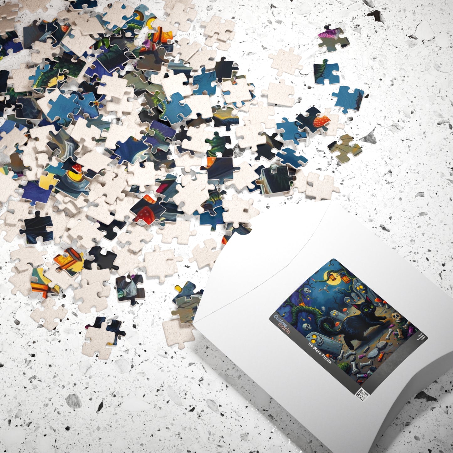 Tailspin Grave Mischief Jigsaw Puzzle - Spooky Cat Puzzle, 110-1014 Piece Halloween Gift, Cat Lover Decor, Family Activity Haunted Night Fun