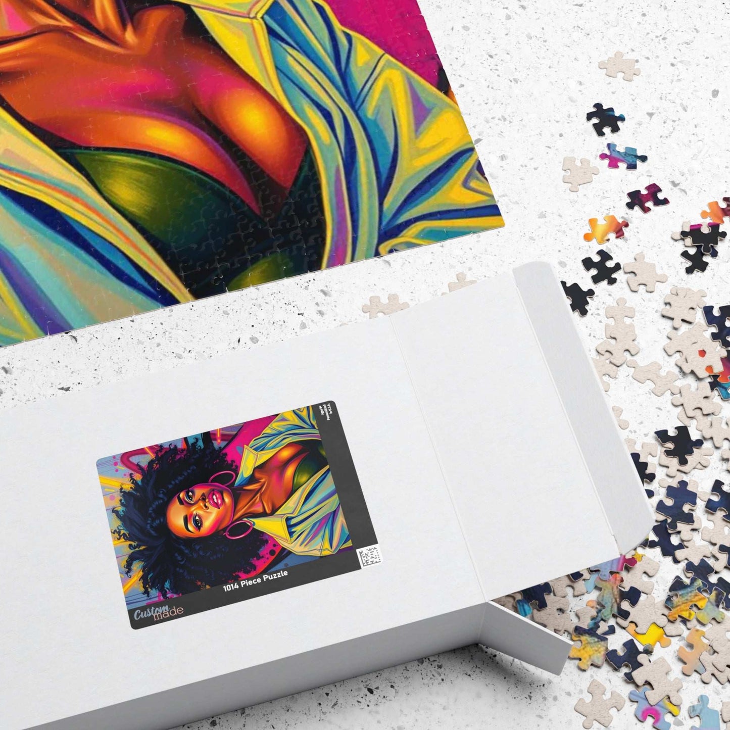 Black Woman Afro Puzzle - Abstract Pop Art Graffiti Background Jigsaw, Afrocentric, Black Art, 110, 252, 520, 1014-piece Puzzle The Puzzle Chest