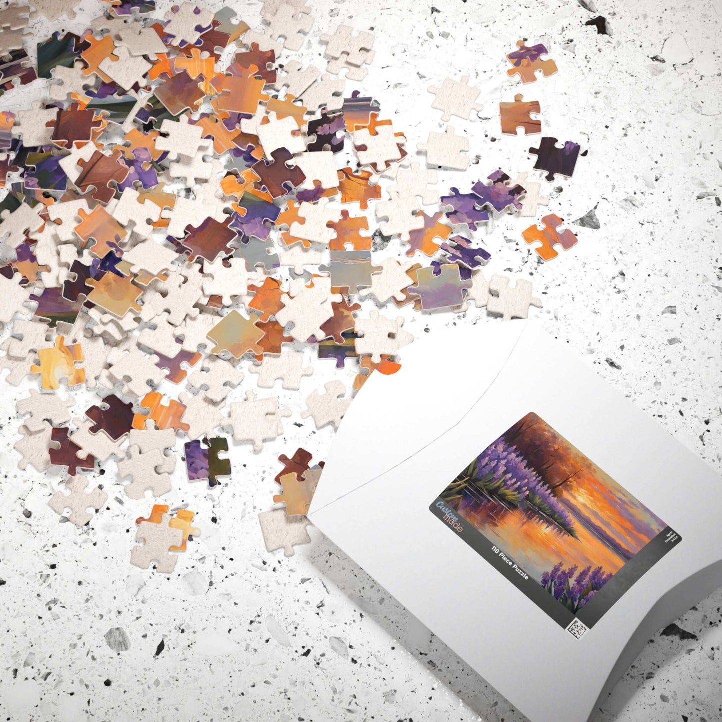 Jigsaw Puzzle, Peaceful Lakeside with Hyacinths Blooming, Sunset Reflection, 110 252 520 1014-piece, Relaxing Activity, Mindfulness Gift Puzzle The Puzzle Chest