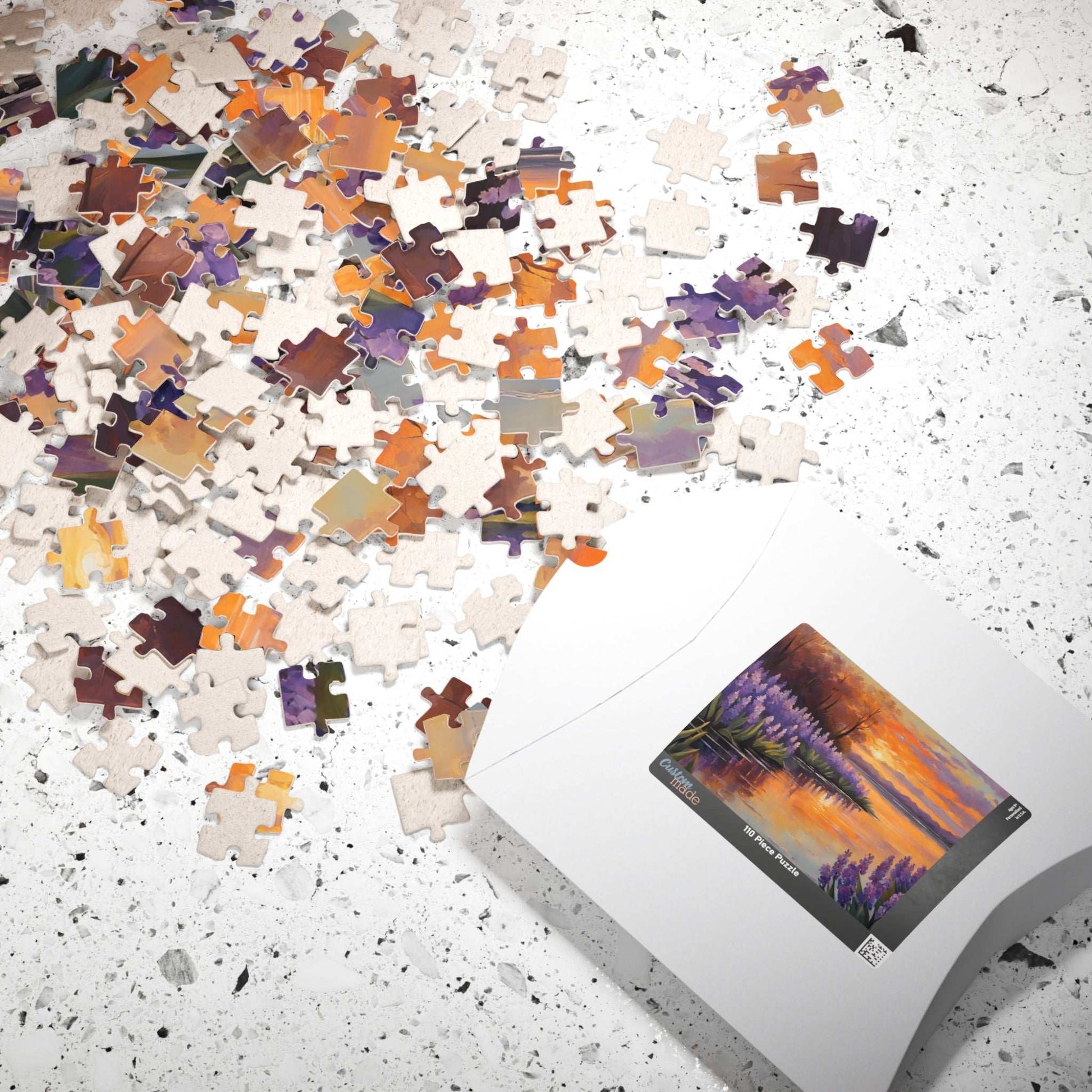 Jigsaw Puzzle, Peaceful Lakeside with Hyacinths Blooming, Sunset Reflection, 110 252 520 1014-piece, Relaxing Activity, Mindfulness Gift Puzzle The Puzzle Chest