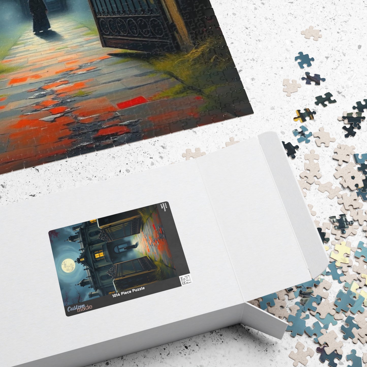 Gothic Mansion Puzzle, Decaying House Under Full Moon Jigsaw Game, Brain Teaser Relaxing Activity Family Fun, Halloween Home Decor, Giftable Puzzle The Puzzle Chest