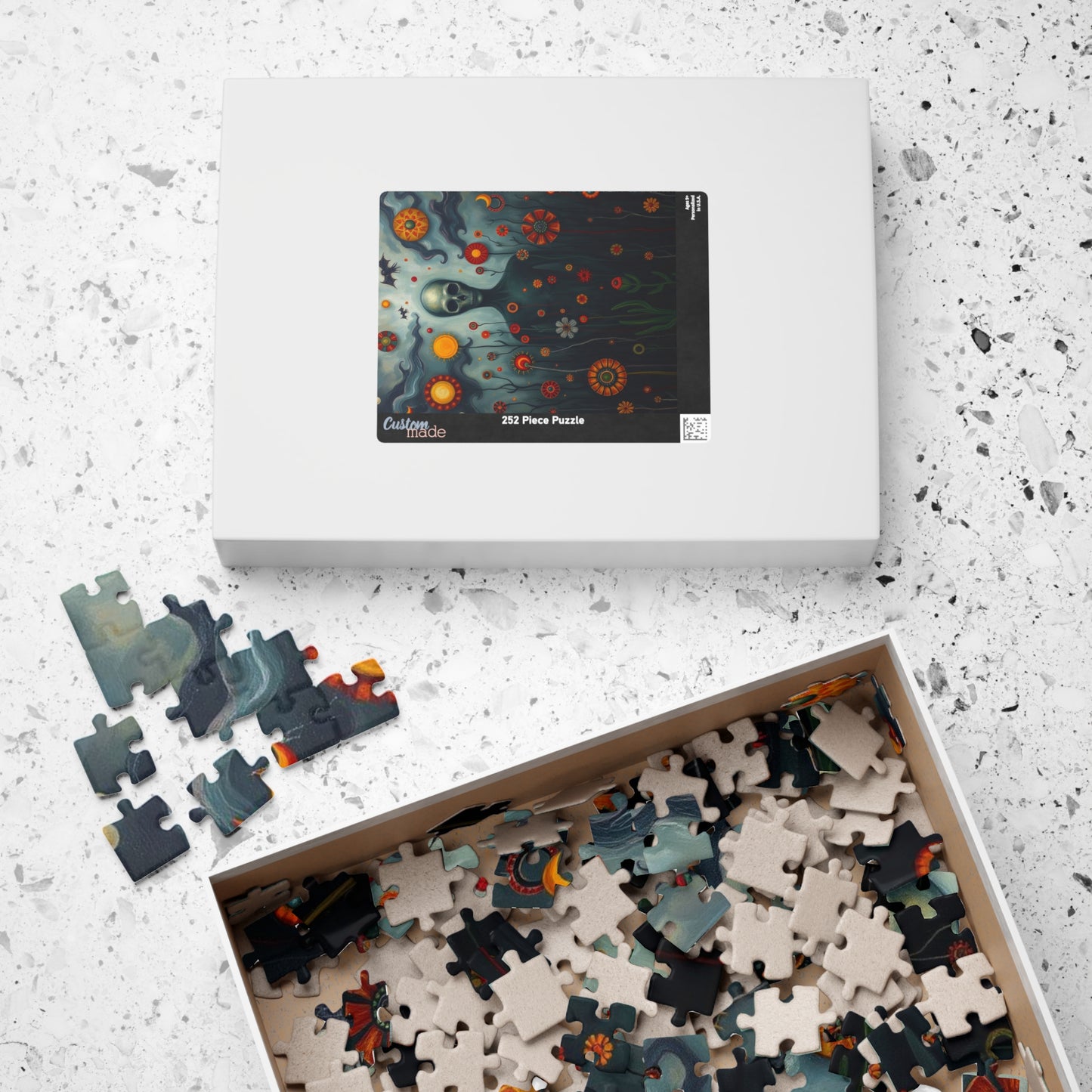 Mystical Skull Puzzle, Unique Art Puzzle, 110, 252, 520, 1014-piece, Home Entertainment, Gift for Puzzle Lovers, Halloween Decor Puzzle The Puzzle Chest