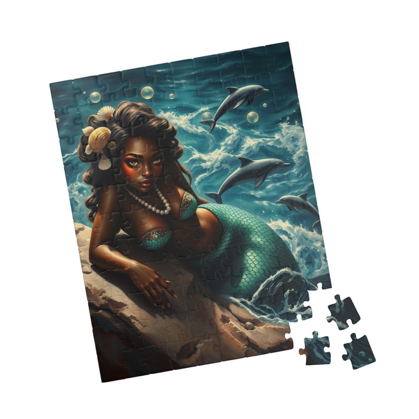 Black Mermaid Jigsaw Puzzle - Enchanting Ocean Black Art, Gift for Sea Lovers, Creative Activity, Home Entertainment, Family Bonding Puzzle The Puzzle Chest