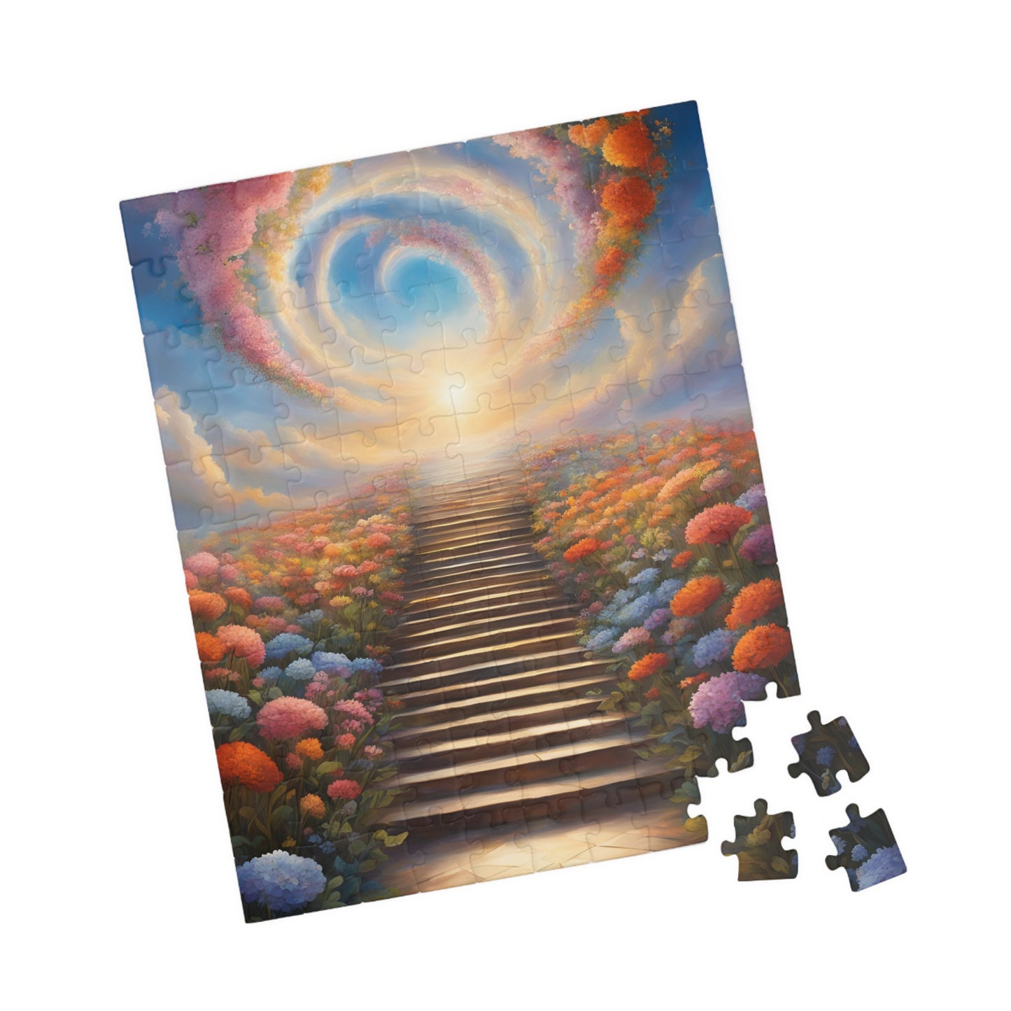 Heavenly Staircase Puzzle, Floral Flower Design, Religious Christian Faith Theme, 110 252 520 1014-Piece Jigsaw, Hobby, Meditation, Family Puzzle The Puzzle Chest