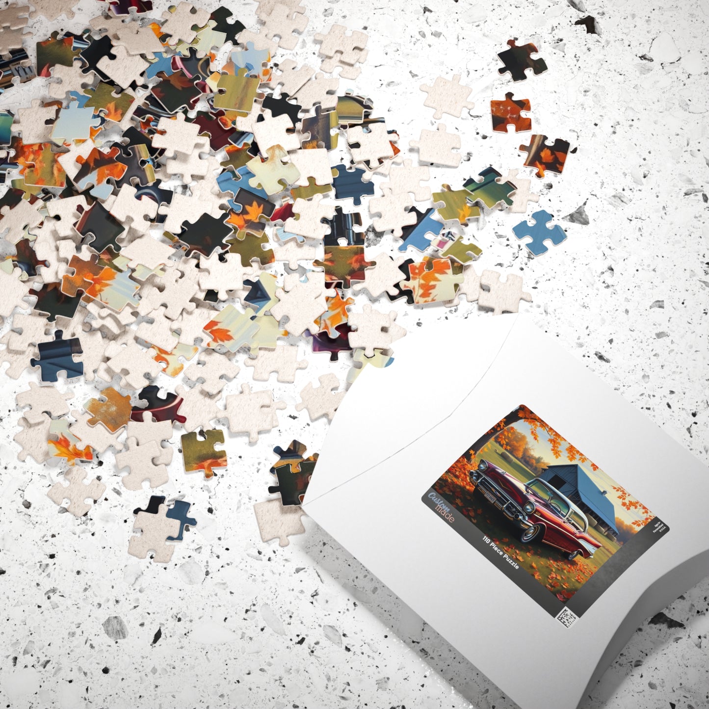 Autumn Vintage Car Puzzle, Nostalgic 1957 Chevy Bel Air Jigsaw Game, Gift for Friend Retro Car Enthusiast, Mindfulness Activity Brain Teaser Puzzle The Puzzle Chest