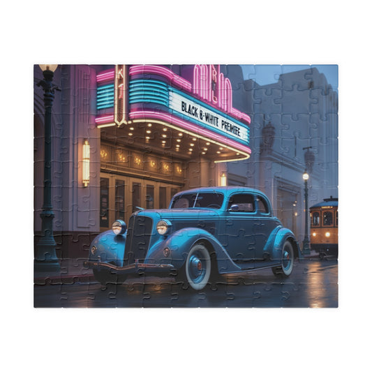 Vintage Car Puzzle | Classic 1937 Cord 812 | Nostalgic Movie Theater Auto Scene 110 pcs (Horizontal) Puzzle The Puzzle Chest