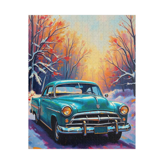 Vintage Classic Car Puzzle, Nostalgic 110/252/520/1014-piece Jigsaw, Gift for Car Lovers, Family Fun Activity, Winter Decor 520 pcs (Vertical) Puzzle The Puzzle Chest