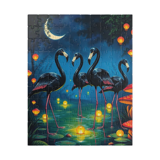 Magical Night Flamingo Puzzle - 110 to 520 Piece Nature Puzzle Game, Perfect Gift for Family Fun, Puzzle Enthusiasts, Home Entertainment 110 pcs (Vertical) Puzzle The Puzzle Chest