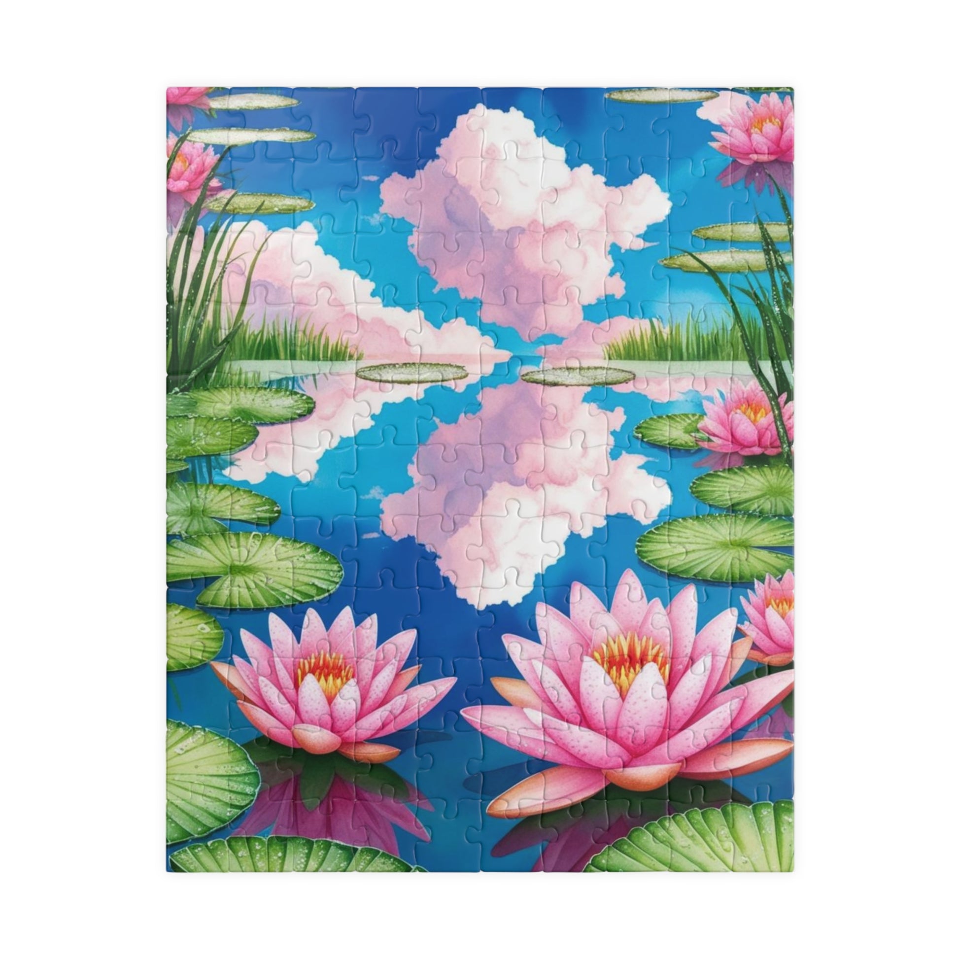 Water Lily Pond Puzzle 110-520 Piece, Tranquil Floral Landscape Jigsaw Game Claude Monet-Inspired, Lush Greenery Water Reflections, Giftable 110 pcs (Vertical) Puzzle The Puzzle Chest