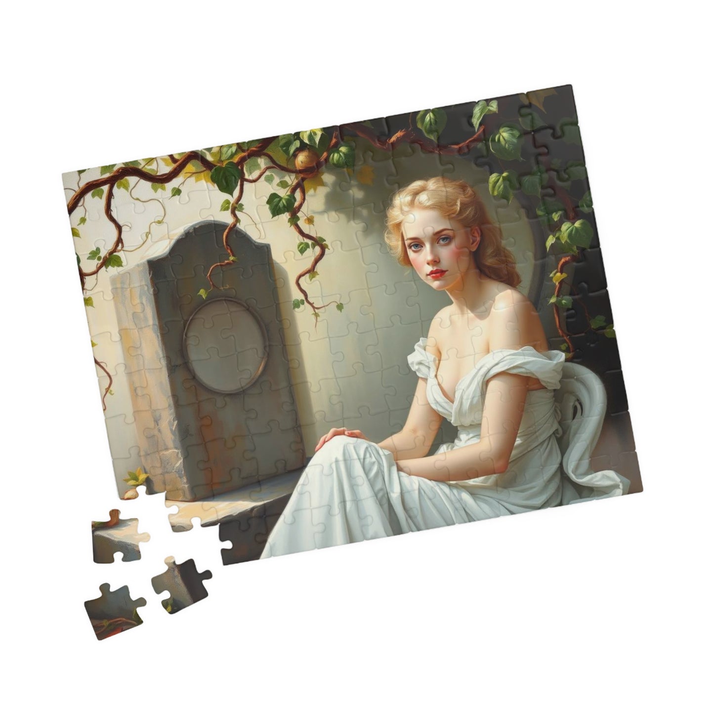 Mourner's Vigil Gothic Jigsaw Puzzle - Woman at Cemetery, Gothic Art Print, Dark Romantic Fantasy Gift for Art Lovers and Puzzle Collectors Puzzle The Puzzle Chest