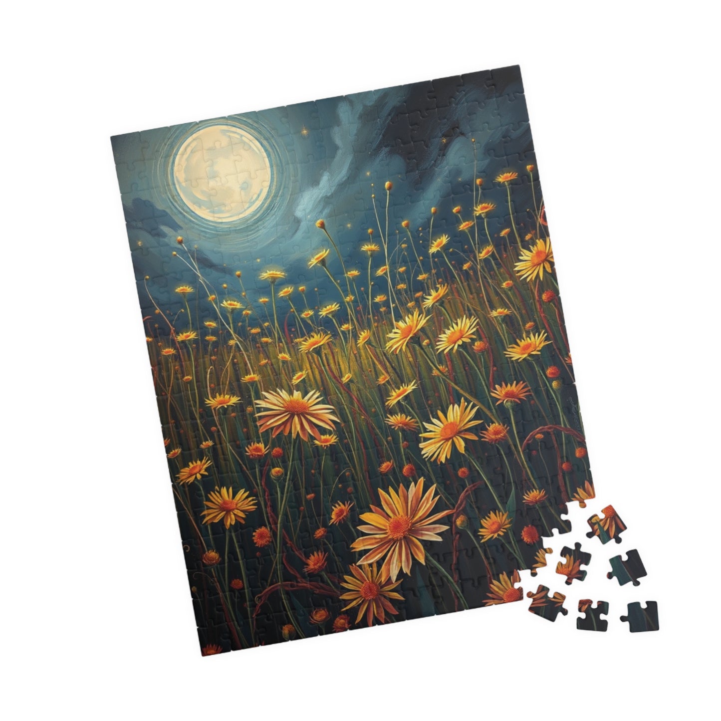 Eerie Wildflower Meadow Puzzle, Creepy Flowers Under a Full Moon, Nature-Inspired Floral Theme Dark Fantasy Jigsaw Game, Puzzle Lovers Gift Puzzle The Puzzle Chest