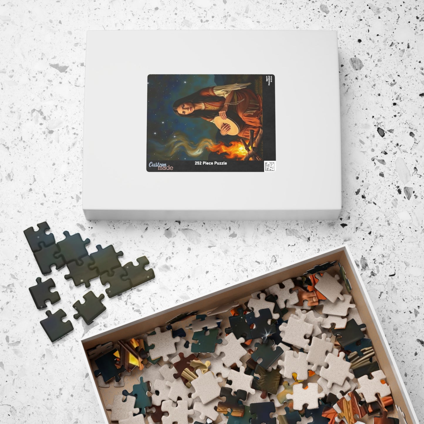 Native American Puzzle (110-1014 Piece), Indigenous Woman Campfire Night Sky Jigsaw Game, Traditional Creative Hobby, Unique Gift Puzzle The Puzzle Chest