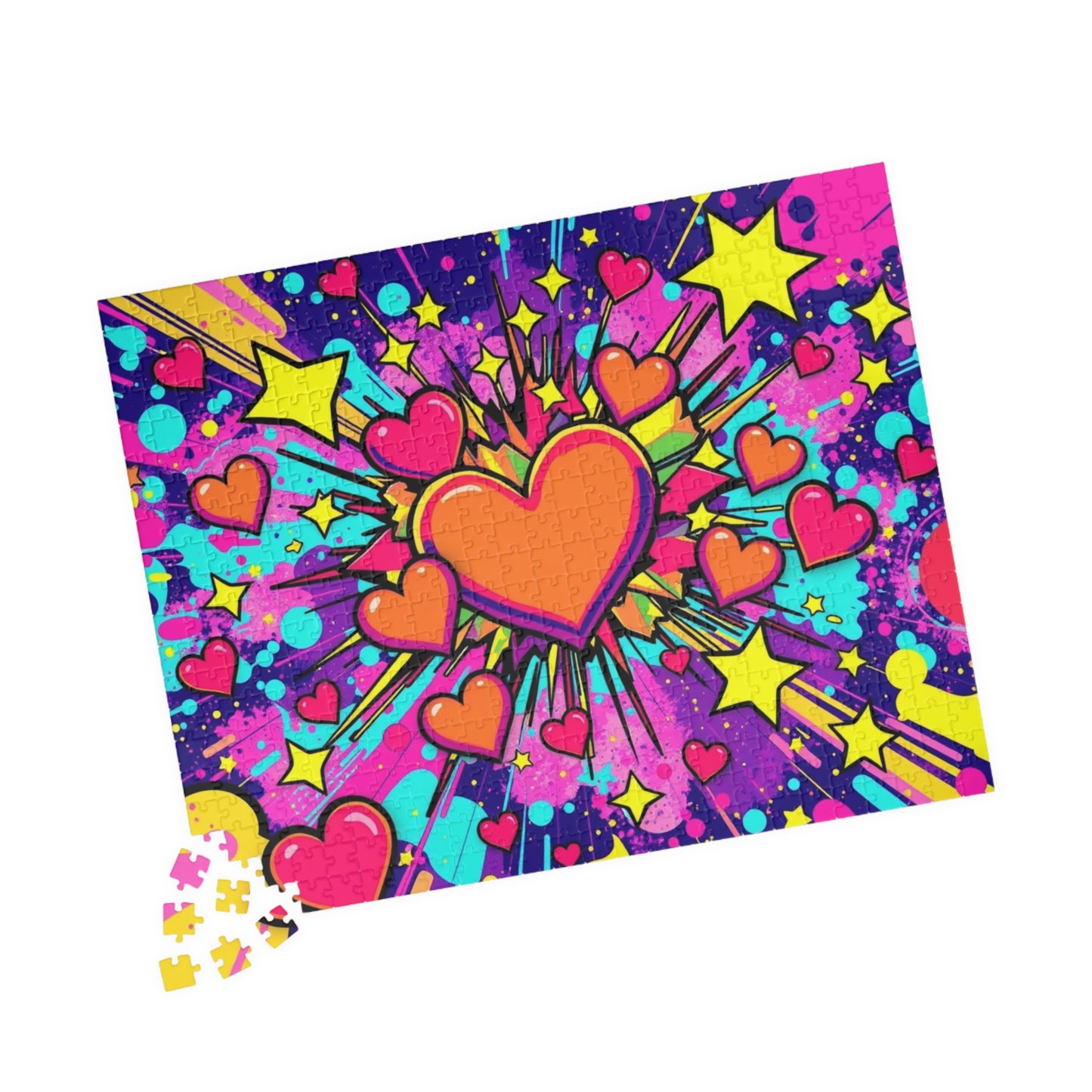 Overlapping Hearts Jigsaw Puzzle for Adults - Pop Art Design, Solo Fun or Family Activity, Puzzle Lover Gift for Friend Birthday Holiday Puzzle The Puzzle Chest