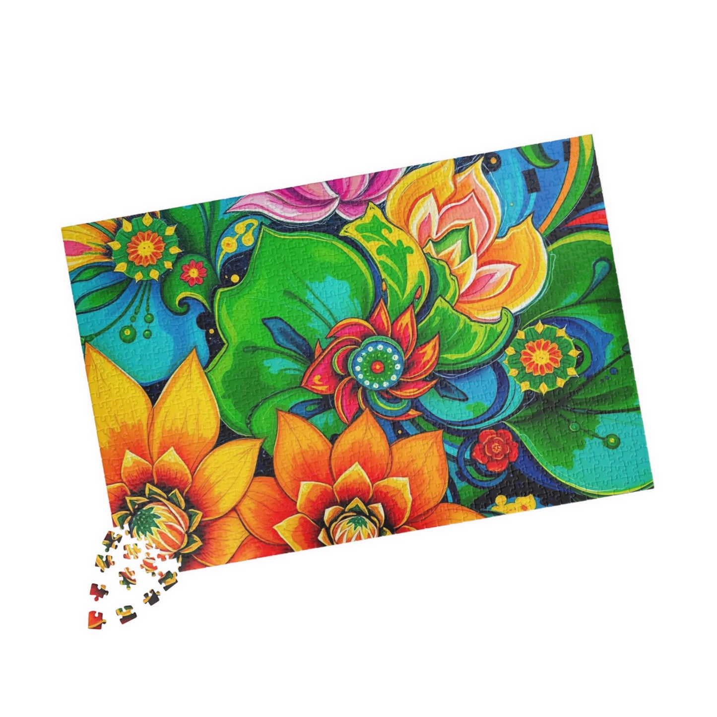 Colorful Floral Puzzle Art, Abstract Jigsaw Game, Family Fun, Friend Gift for Flower Lovers, Home Entertainment Activity, Mindful Puzzle The Puzzle Chest