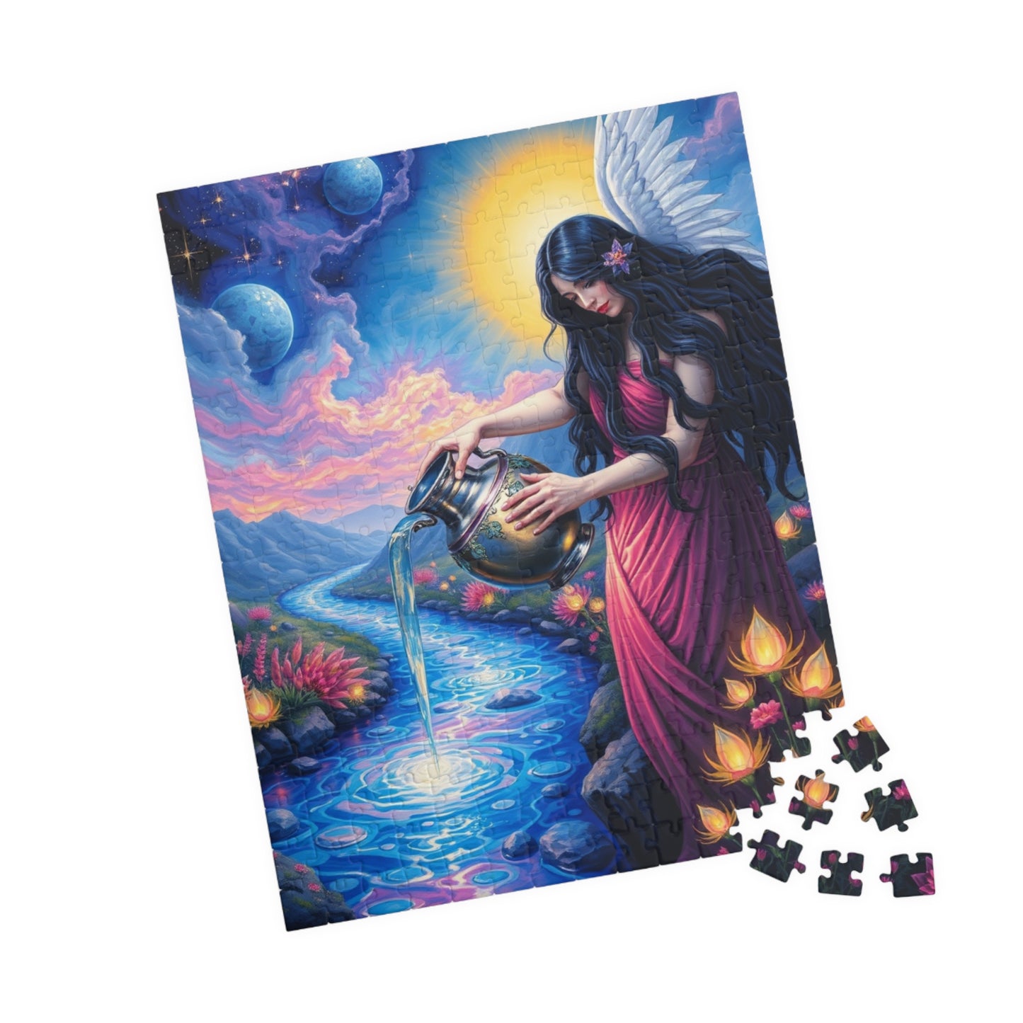 Mystical Water Goddess Puzzle, Aquarius Zodiac Symbol Jigsaw Game, Gift for Friends Fantasy Lovers, Mindfulness Activity, Home Entertainment Puzzle The Puzzle Chest