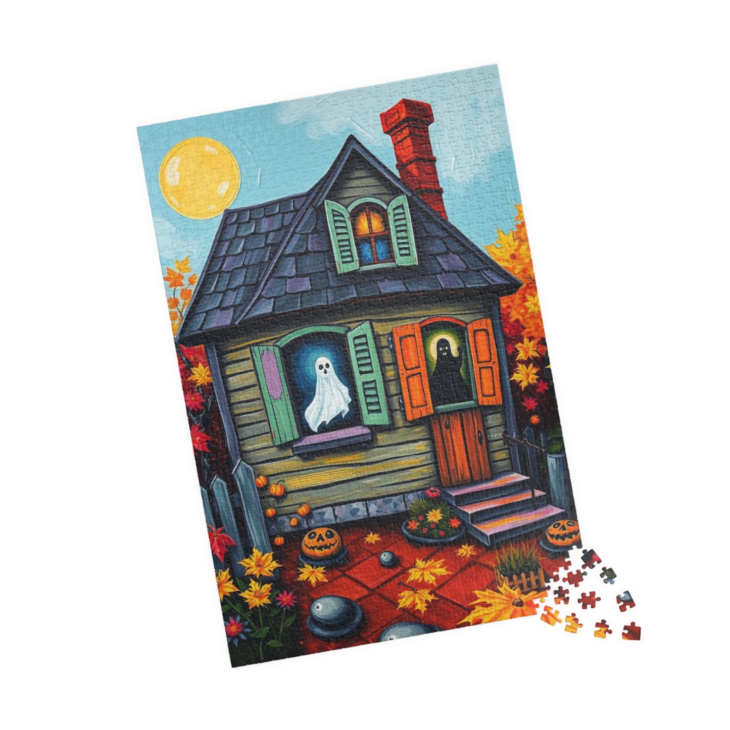 Ghostly Window Watchers Jigsaw Puzzle - Spooky Halloween House, Fun Activity Perfect for Family Game Night, Gift for Friends, Brain Teasers