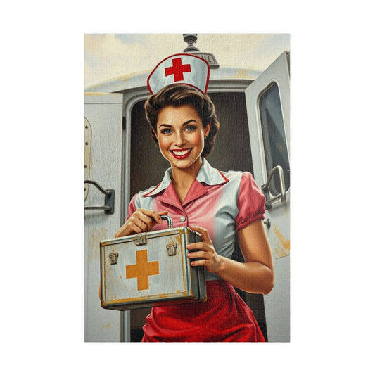 Vintage Nurse Jigsaw Puzzle, Retro Medical Art Wartime, Unique Gift for Healthcare Worker, Family Fun Activity, Brain Teaser, Creative Hobby 1014 pcs (Vertical) Puzzle The Puzzle Chest
