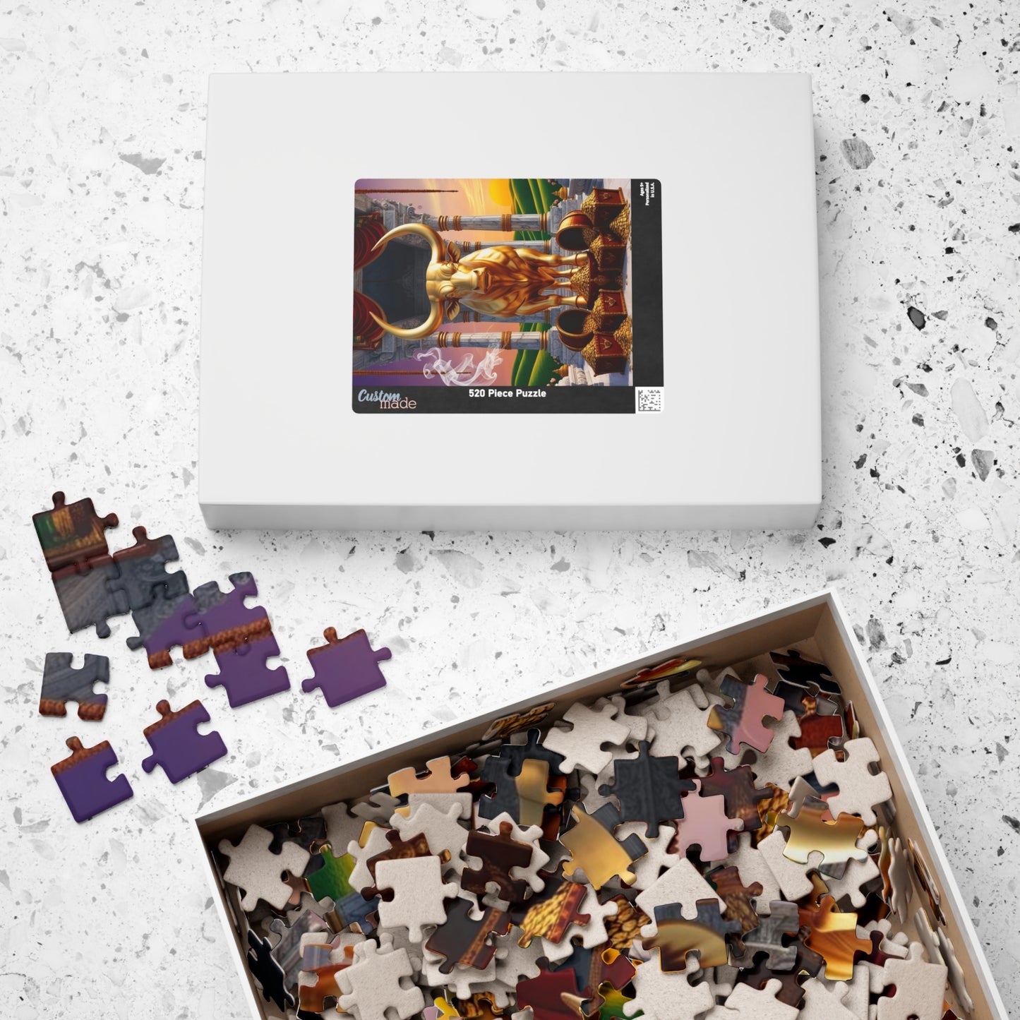 Golden Bull Puzzle - Taurus Zodiac Sign Jigsaw Game, Family Activity, Perfect Gift for Cow Lovers, Unique Gift for Birthdays, Meditation Puzzle The Puzzle Chest