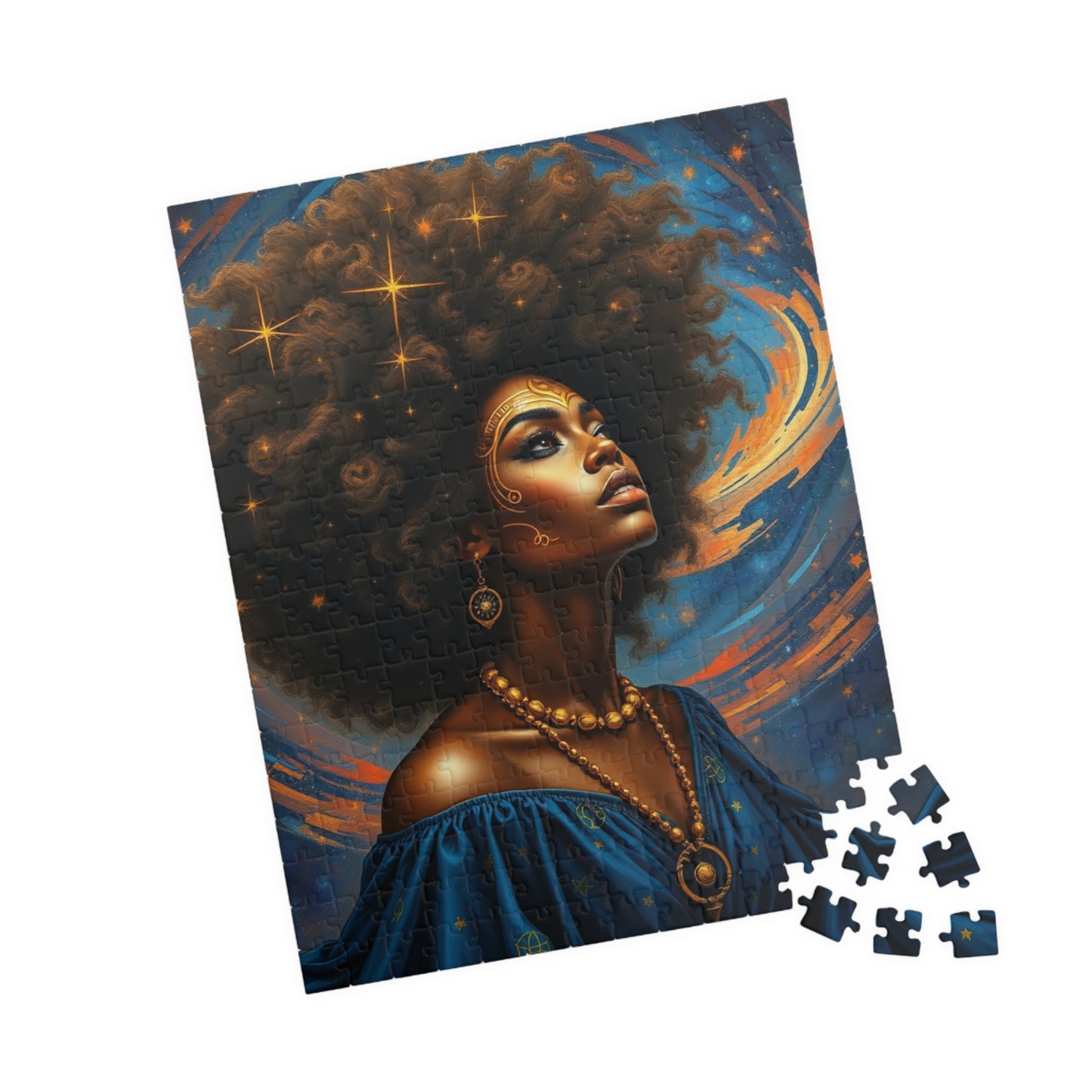 Cosmic Beauty Puzzle - African American Woman, Celestial Afrocentric Artwork, Black Art Mindfulness Game, Gift for Puzzle Lover, Family Fun Puzzle The Puzzle Chest