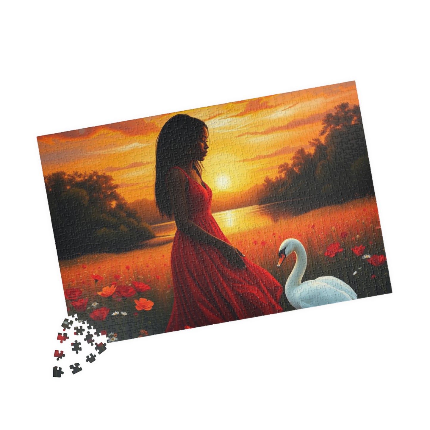 Serene Sunset Puzzle - Black Woman Art Jigsaw Game, Creative Activity, Nature Enthusiast Gift for Friend, Family Fun, Mindful Activity Puzzle The Puzzle Chest
