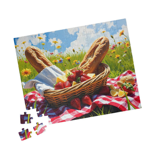 Spring Picnic Puzzle (110, 252, 520, 1014-piece) - Perfect for Family Fun, Game Night, Outdoor Gatherings, Foodie Birthday Holiday Gifts 110 pcs (Horizontal) Puzzle The Puzzle Chest