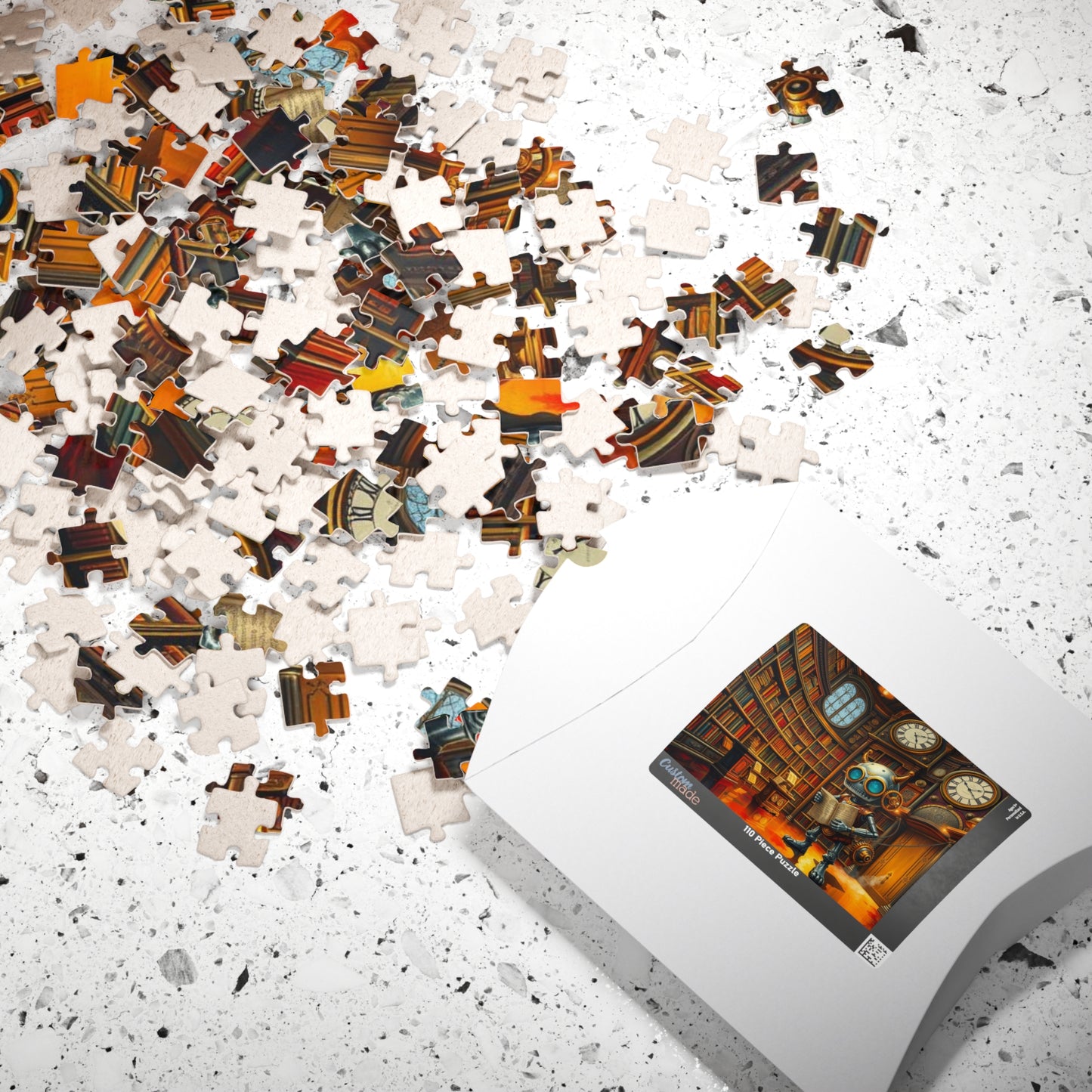 Steampunk Robot Puzzle, Vintage Library Jigsaw Game for Adult Home Entertainment, Holiday Birthday Gift for Puzzle Lover, Family Game Night Puzzle The Puzzle Chest