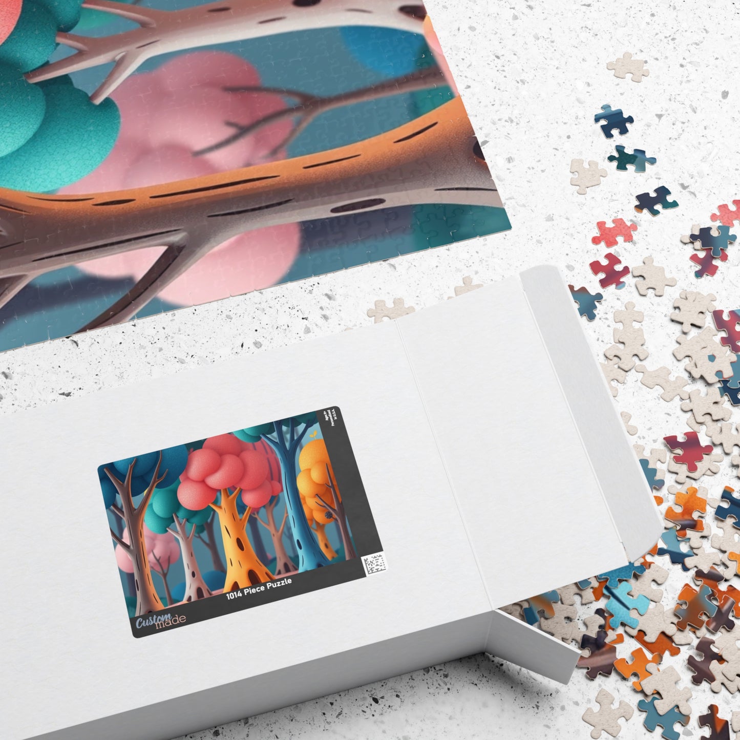 Abstract Landscape Forest Jigsaw Puzzle (110-1014 Piece), Surreal Tree Trunks with Colorful Canopies, Nature Theme Gift for Puzzle Lovers Puzzle The Puzzle Chest