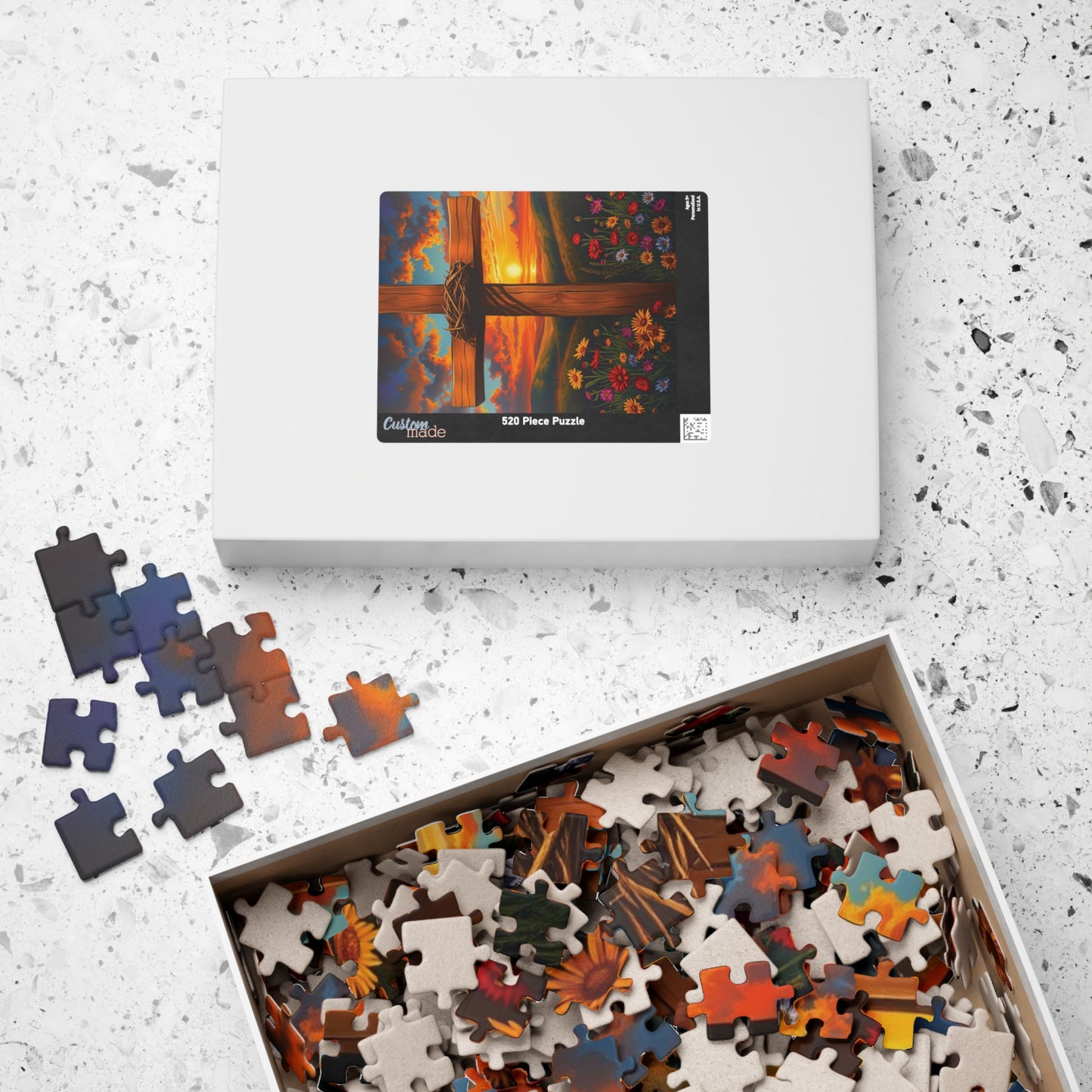 Crown of Thorns Cross Puzzle, Sunset Scene with Symbolic Christian Art, Religious Faith-Based Jigsaw Game, Inspirational Puzzle Lover Gift Puzzle The Puzzle Chest