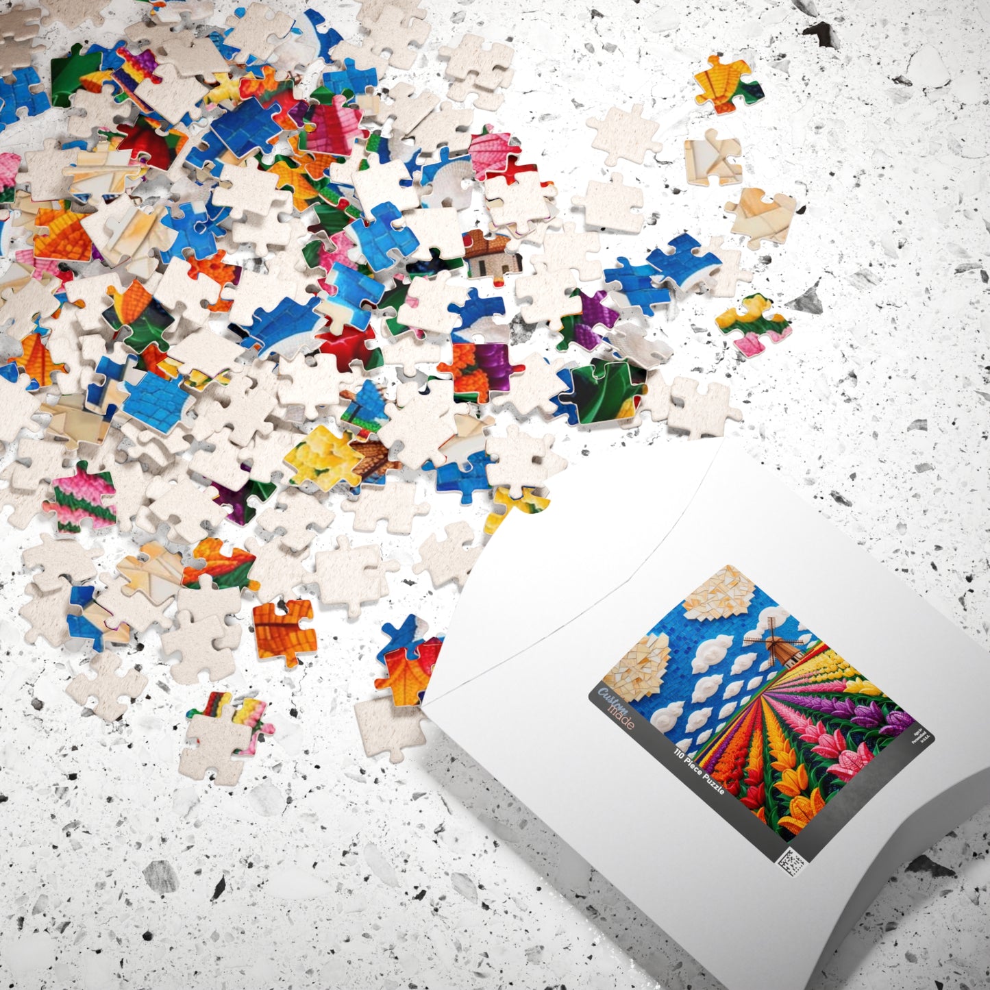 Mosaic Vibrant Flower Fields Puzzle | Tulip Landscape | 110, 252, 520, 1014-Piece Fun for Families, Gift for Puzzles Lovers, Home Decor, Puzzle The Puzzle Chest